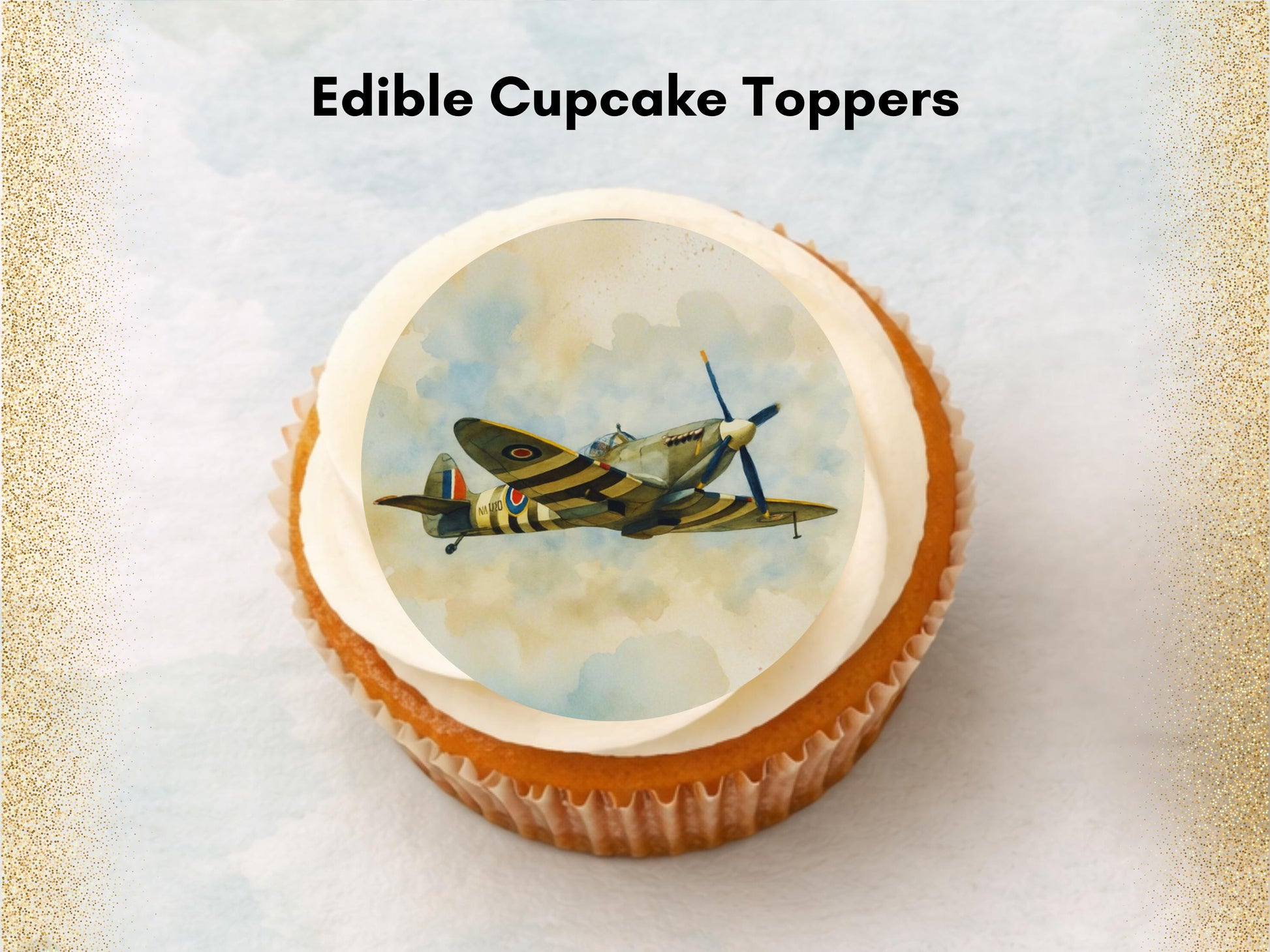Spitfire Airplane Edible Cupcake Toppers – Airshow Cake Decorations