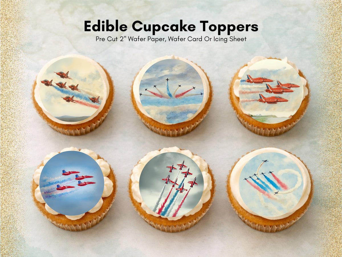 Jet Airplane Edible Cupcake Toppers – Aviation Cake Decorations (Pre-cut)
