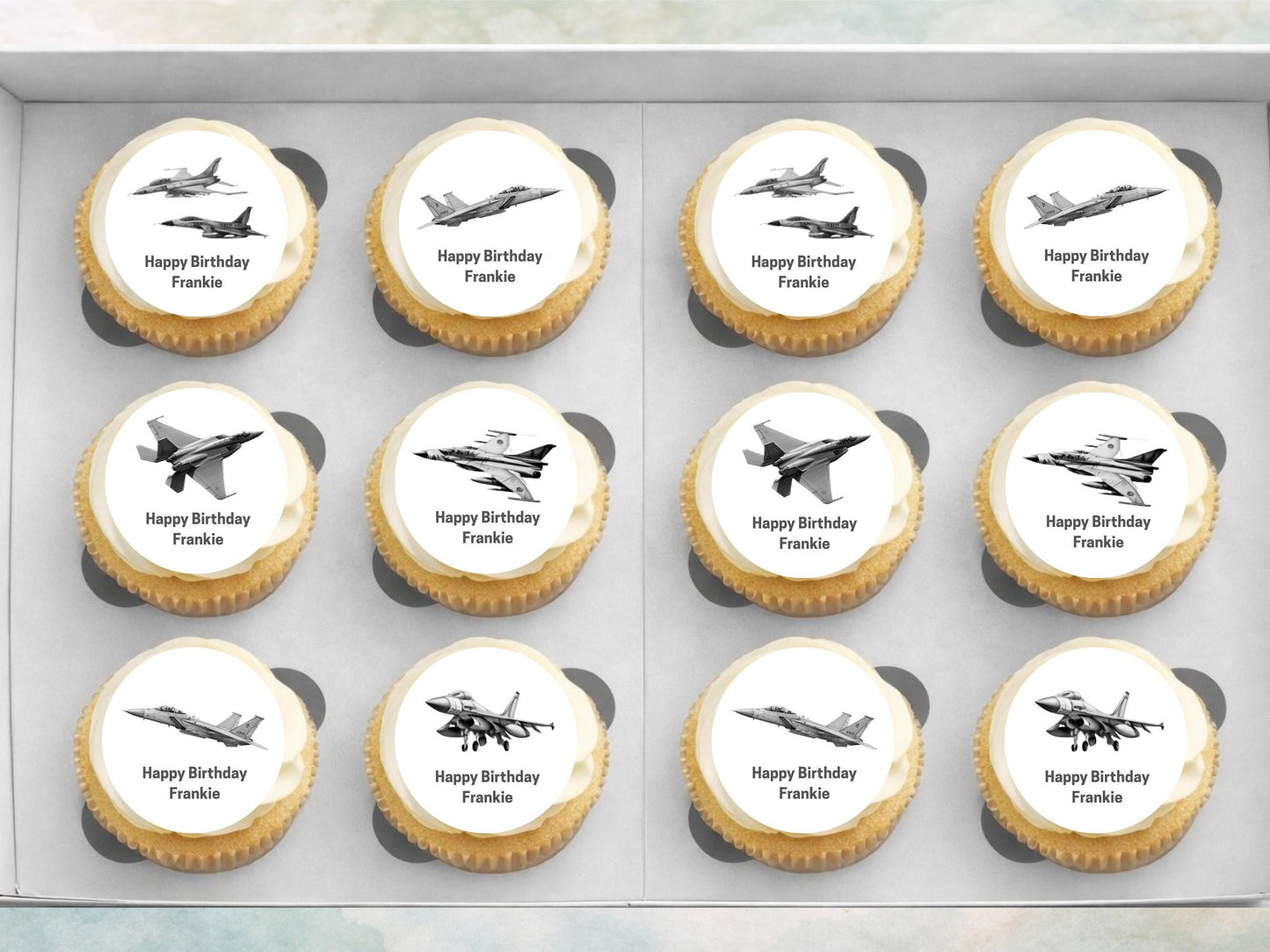 Personalised Jet Airplane Cupcake Toppers – Edible Airshow Decorations