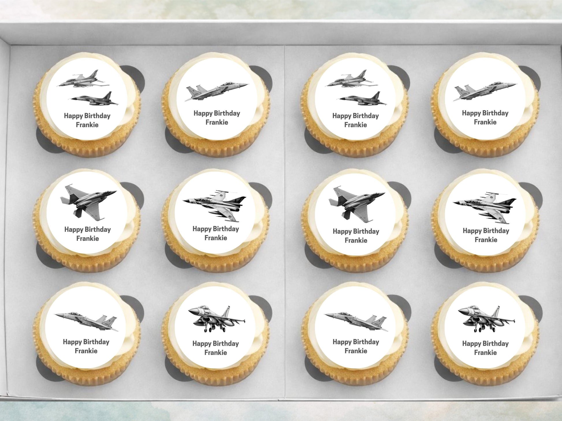 Personalised Jet Airplane Cupcake Toppers – Edible Airshow Decorations