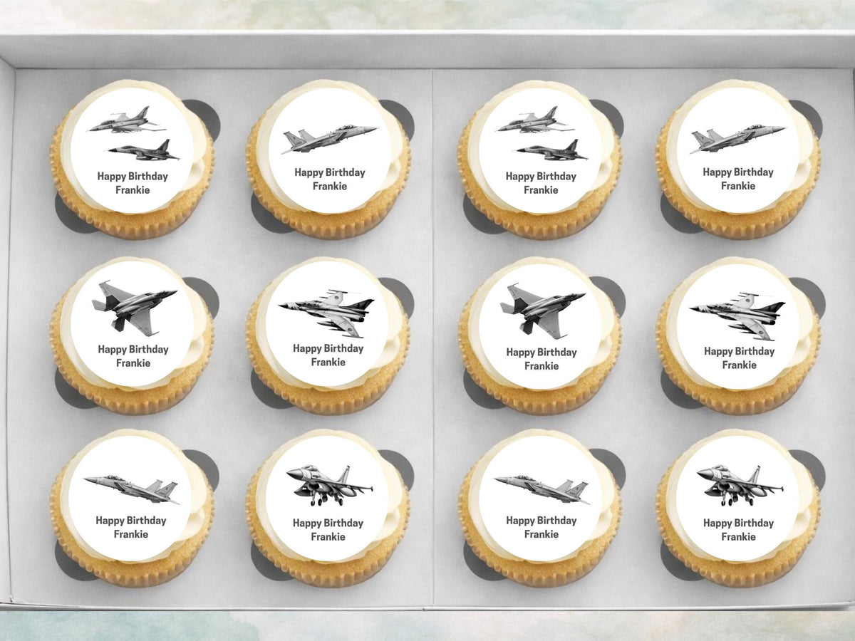 Personalised Jet Airplane Cupcake Toppers – Edible Airshow Decorations
