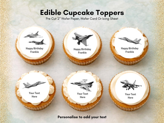 Personalised Jet Airplane Cupcake Toppers – Edible Airshow Decorations