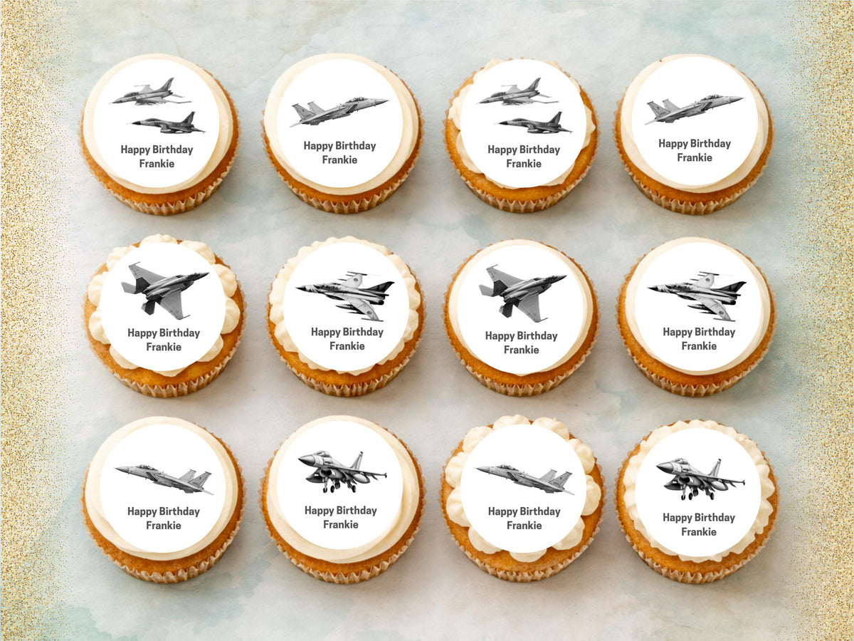 Personalised Jet Airplane Cupcake Toppers – Edible Airshow Decorations