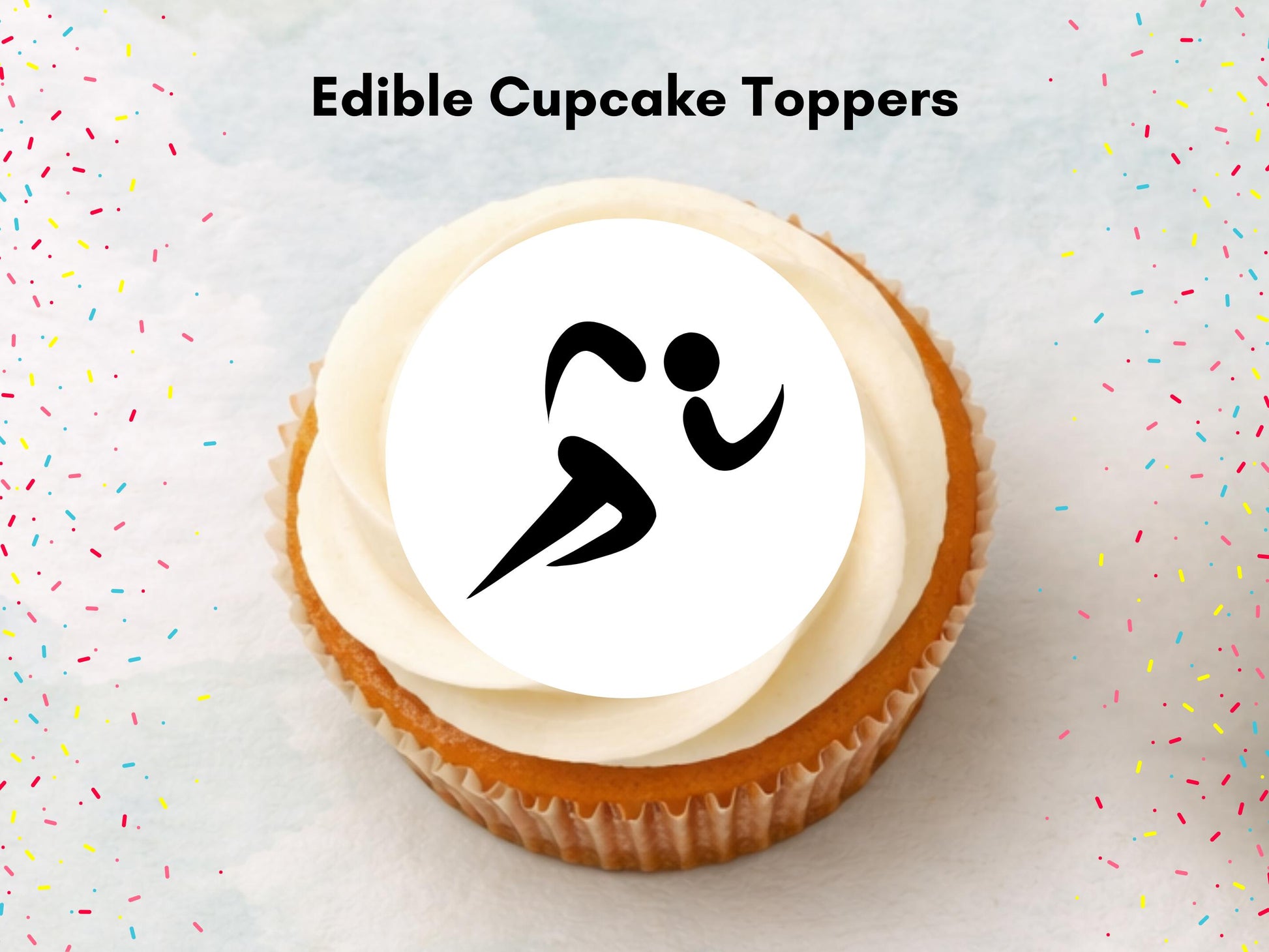Running Cupcake Toppers – Marathon Party Decorations (Wafer Paper)