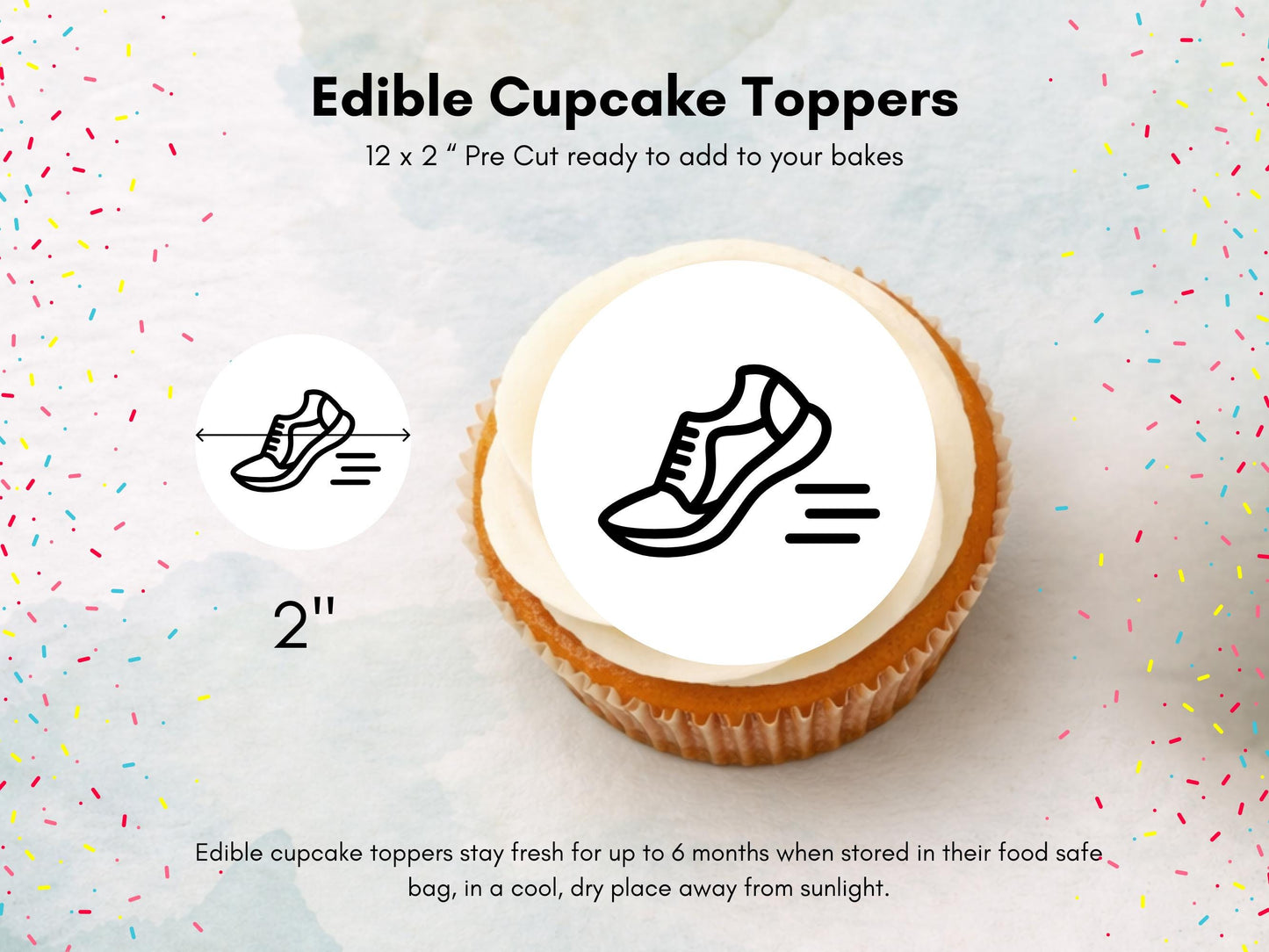Running Cupcake Toppers – Marathon Party Decorations (Wafer Paper)