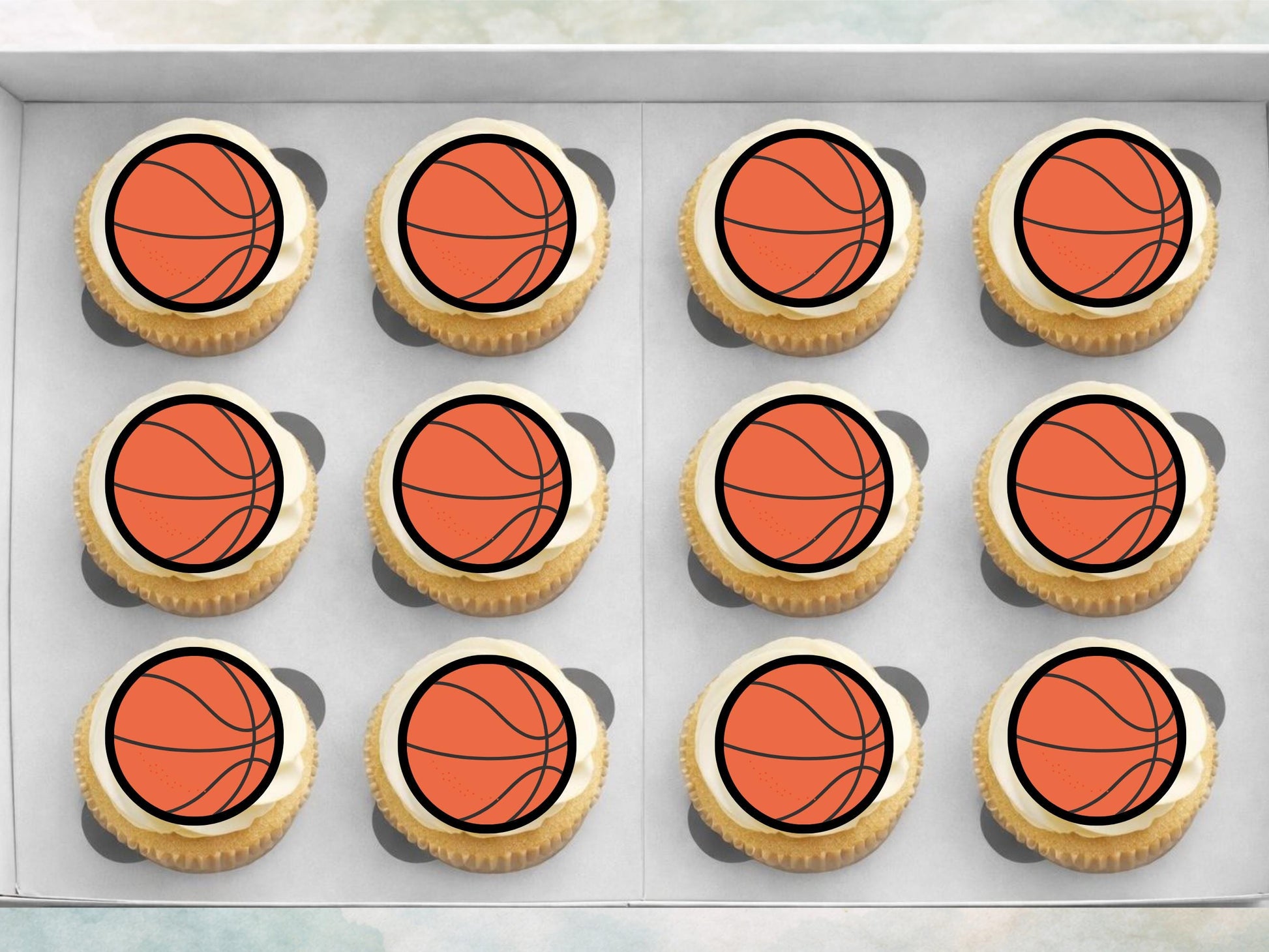 Basketball Edible Cupcake Toppers - 2" Sports Party Decoration