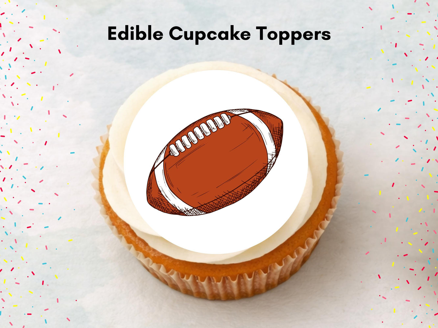 American Football Edible Cupcake Toppers - Sports Cupcake Decorations