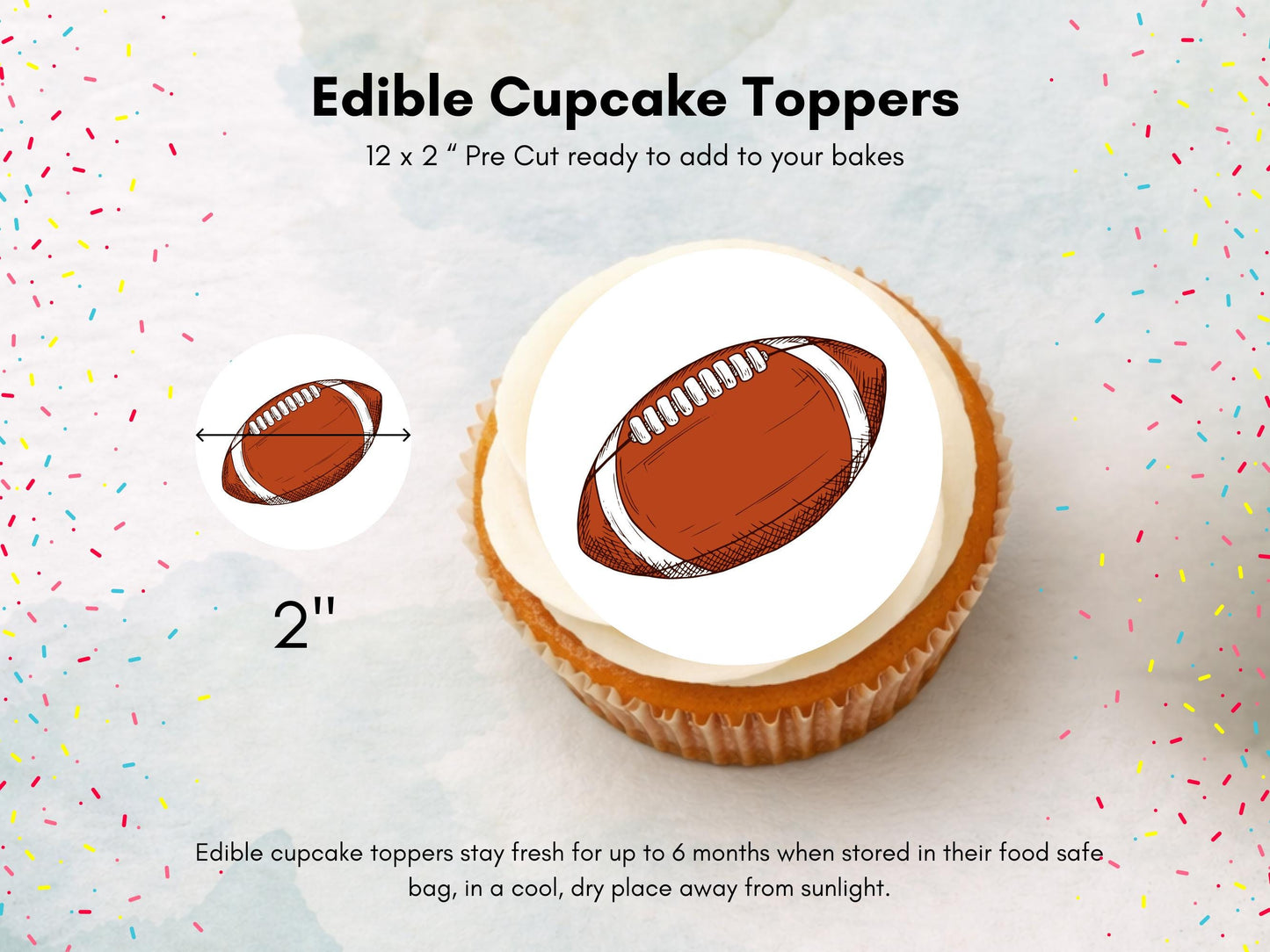 American Football Edible Cupcake Toppers - Sports Cupcake Decorations