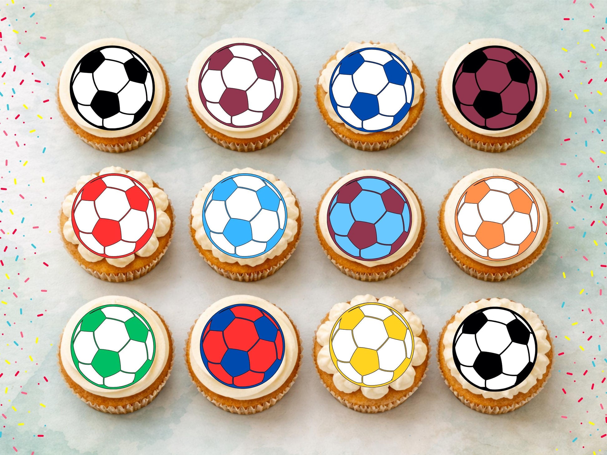 Football Edible Cupcake Toppers – 2" Pre-Cut Party Decorations