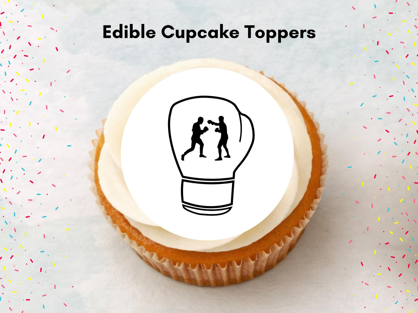 Boxing Edible Cupcake Toppers – Sports Party Decoration (2" Pre-Cut)