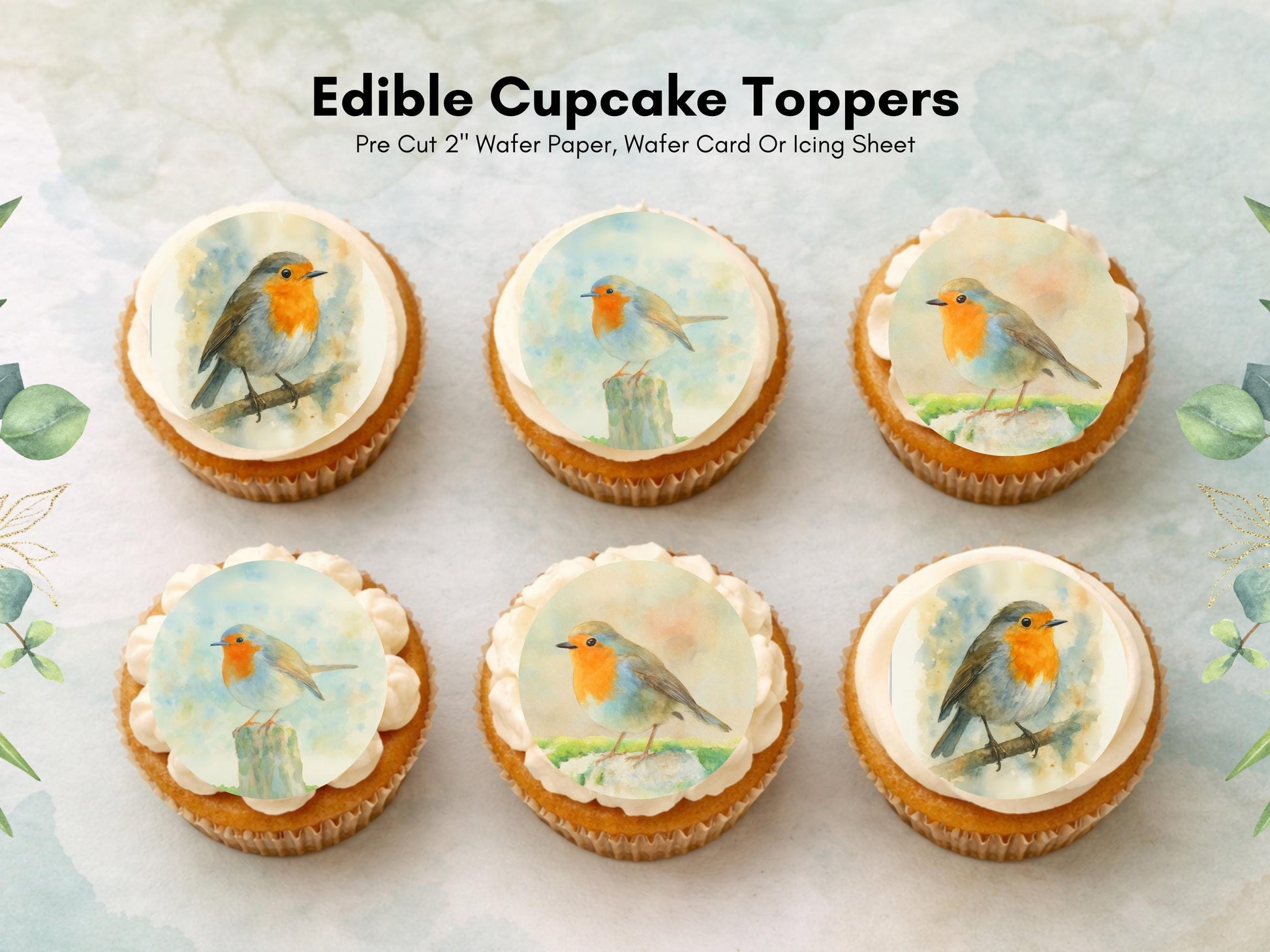 Robin Edible Cupcake Toppers – Robin Birthday Cake Topper, (Pre-Cut)