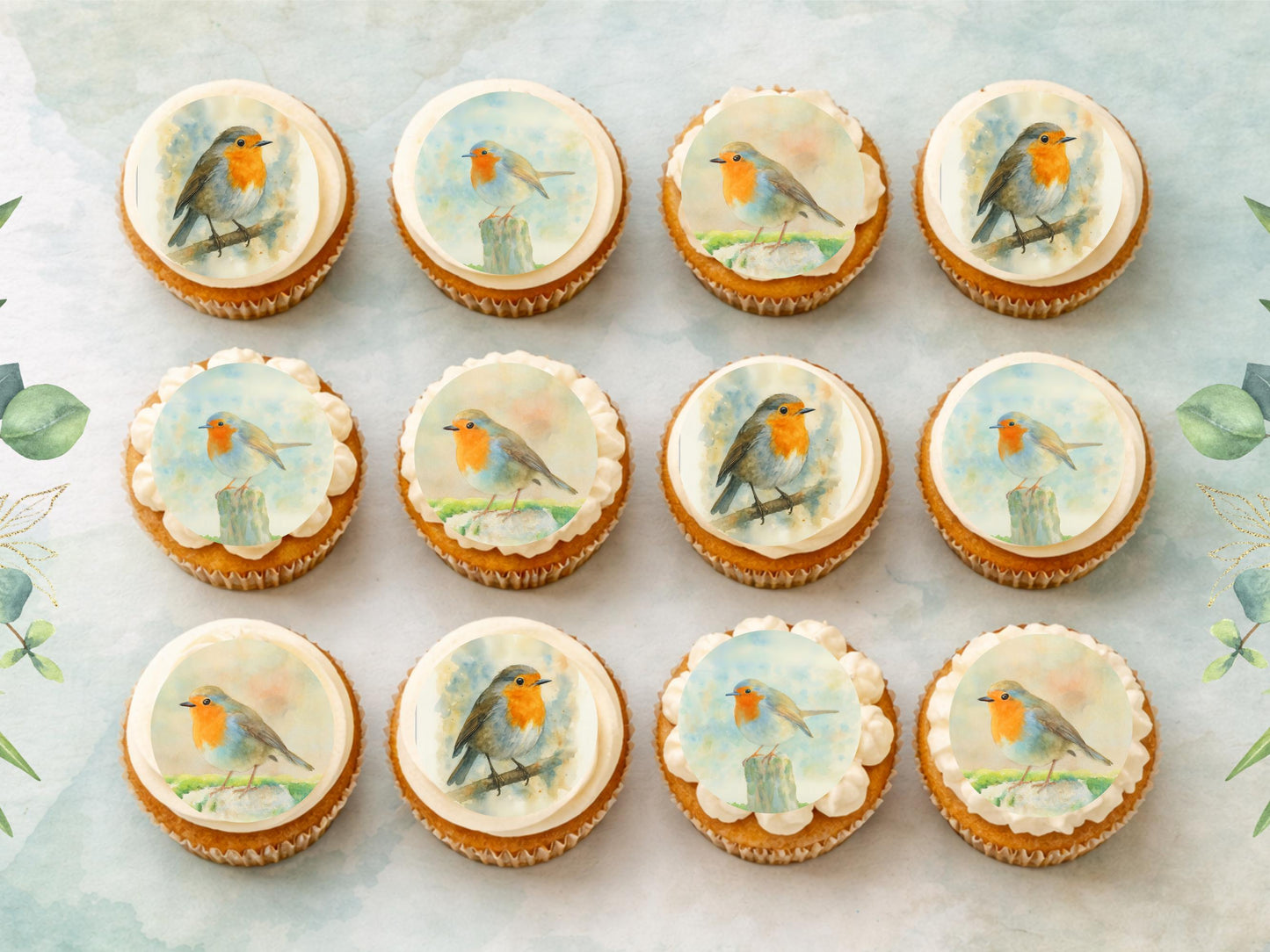 Robin Edible Cupcake Toppers – Robin Birthday Cake Topper, (Pre-Cut)