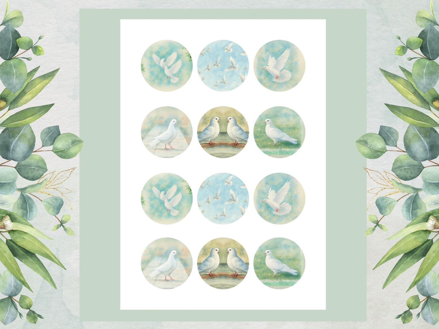 White Dove Edible Cupcake Toppers 12 x 2" Wafer Paper, Card, or Icing