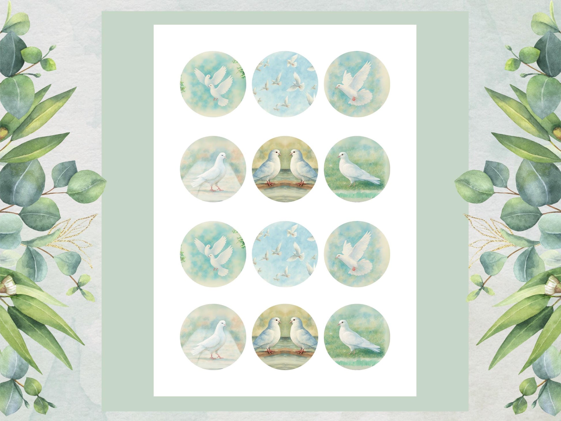 White Dove Edible Cupcake Toppers 12 x 2" Wafer Paper, Card, or Icing