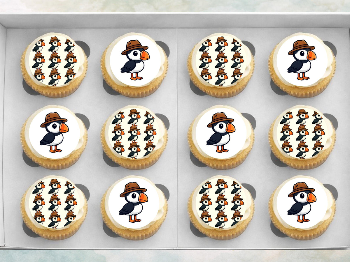 Puffin Edible Cupcake Toppers – Pre-Cut, 2 inch (Wafer Paper)