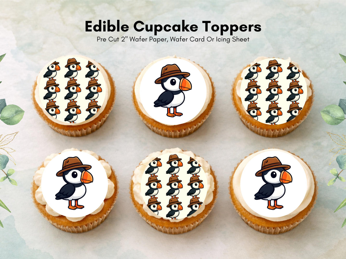 Puffin Edible Cupcake Toppers – Pre-Cut, 2 inch (Wafer Paper)
