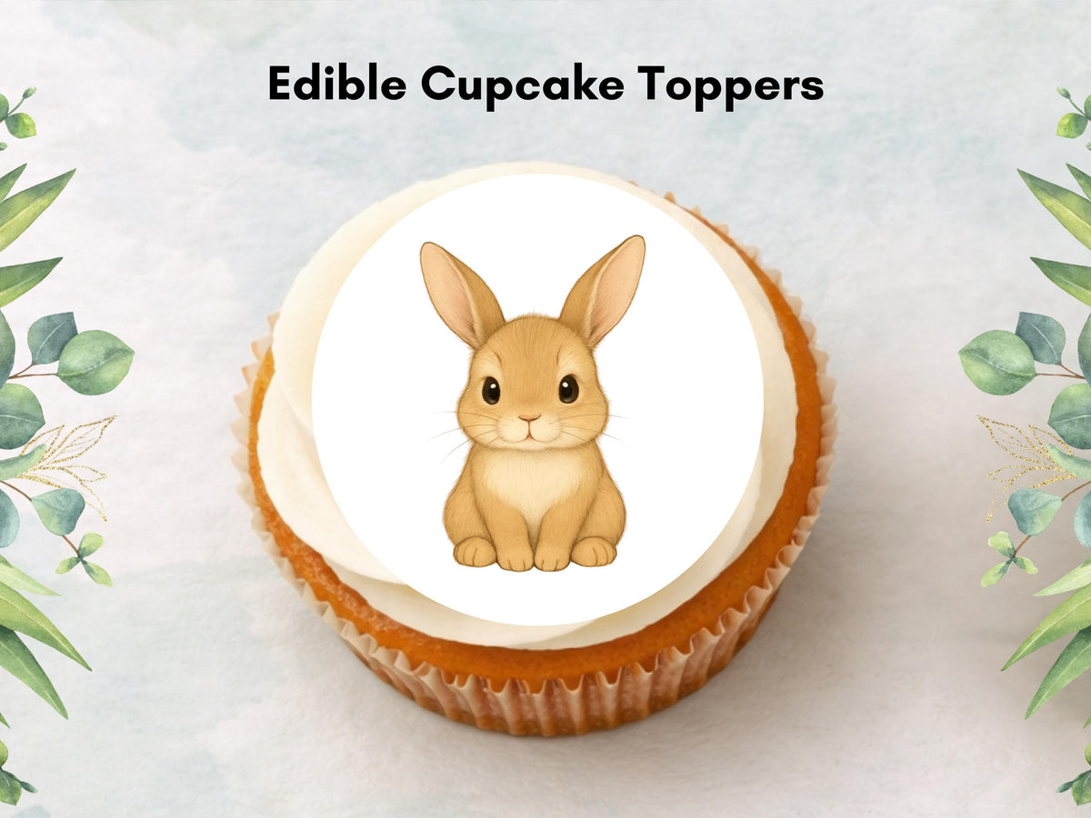 Cute Bunny Edible Cupcake Toppers – Rabbit Cake Decorations
