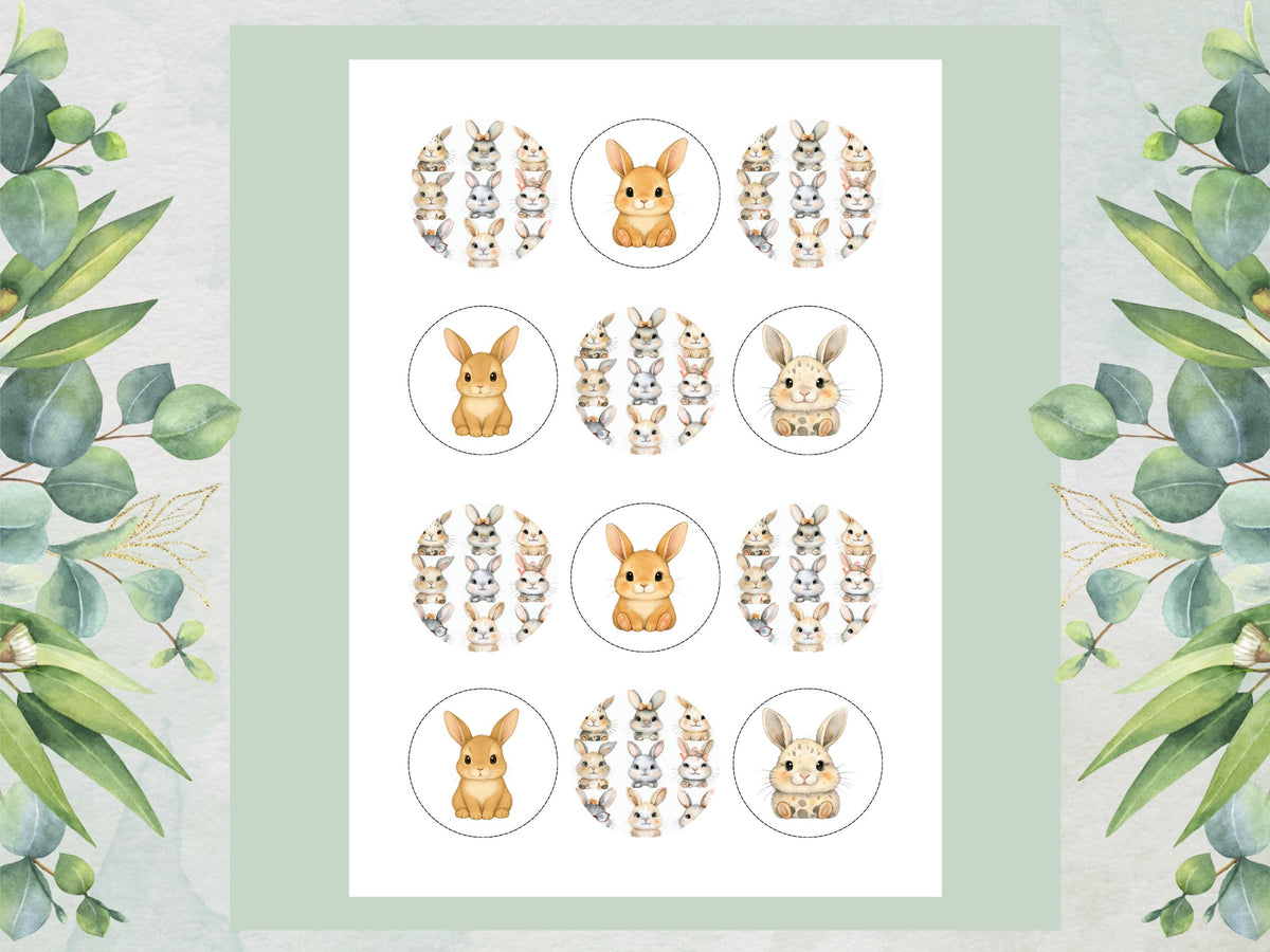 Cute Bunny Edible Cupcake Toppers – Rabbit Cake Decorations