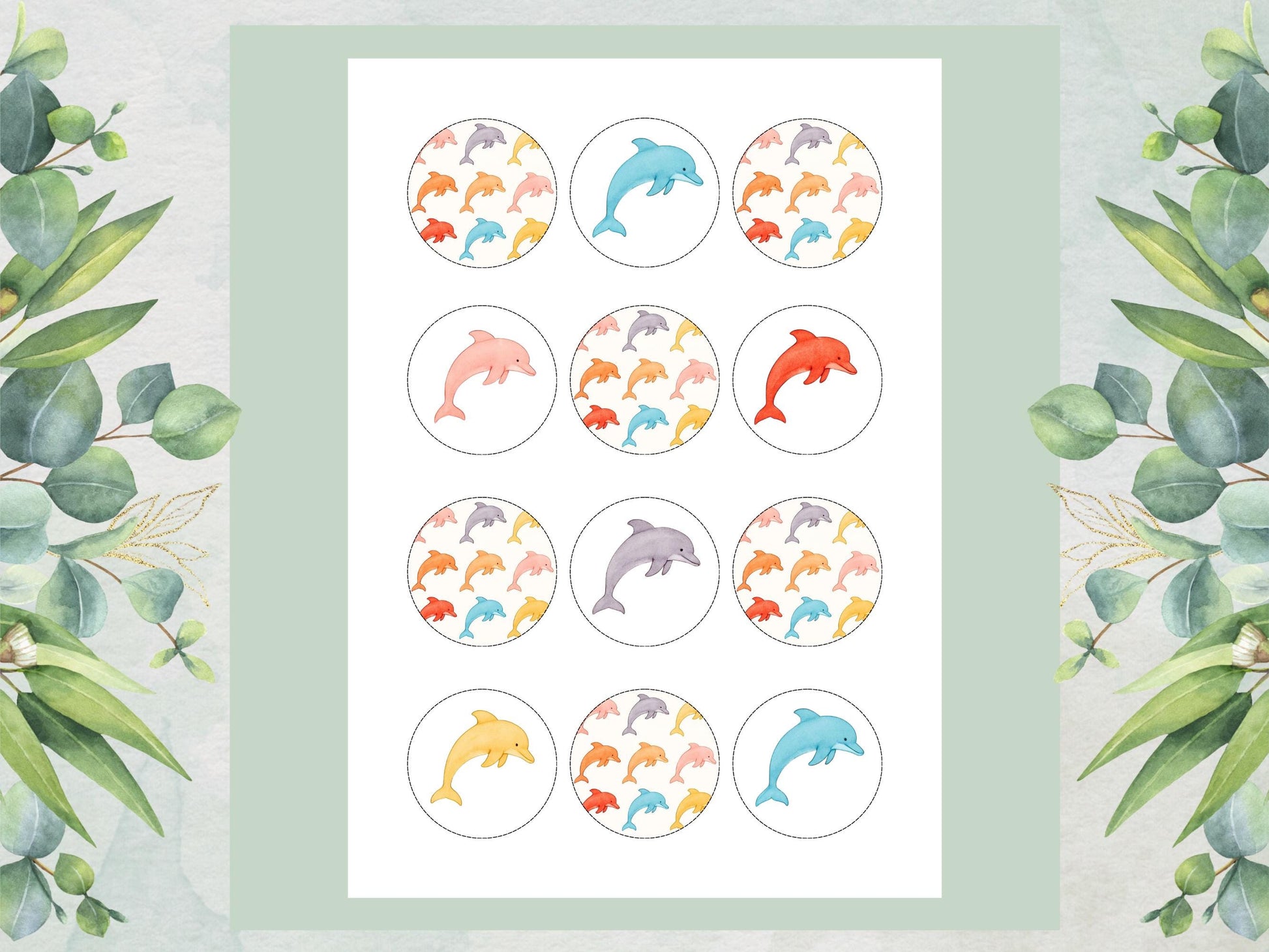 Dolphin Cupcake Toppers – 12 Edible Decorations (Wafer Paper, Card, Icing Sheet)