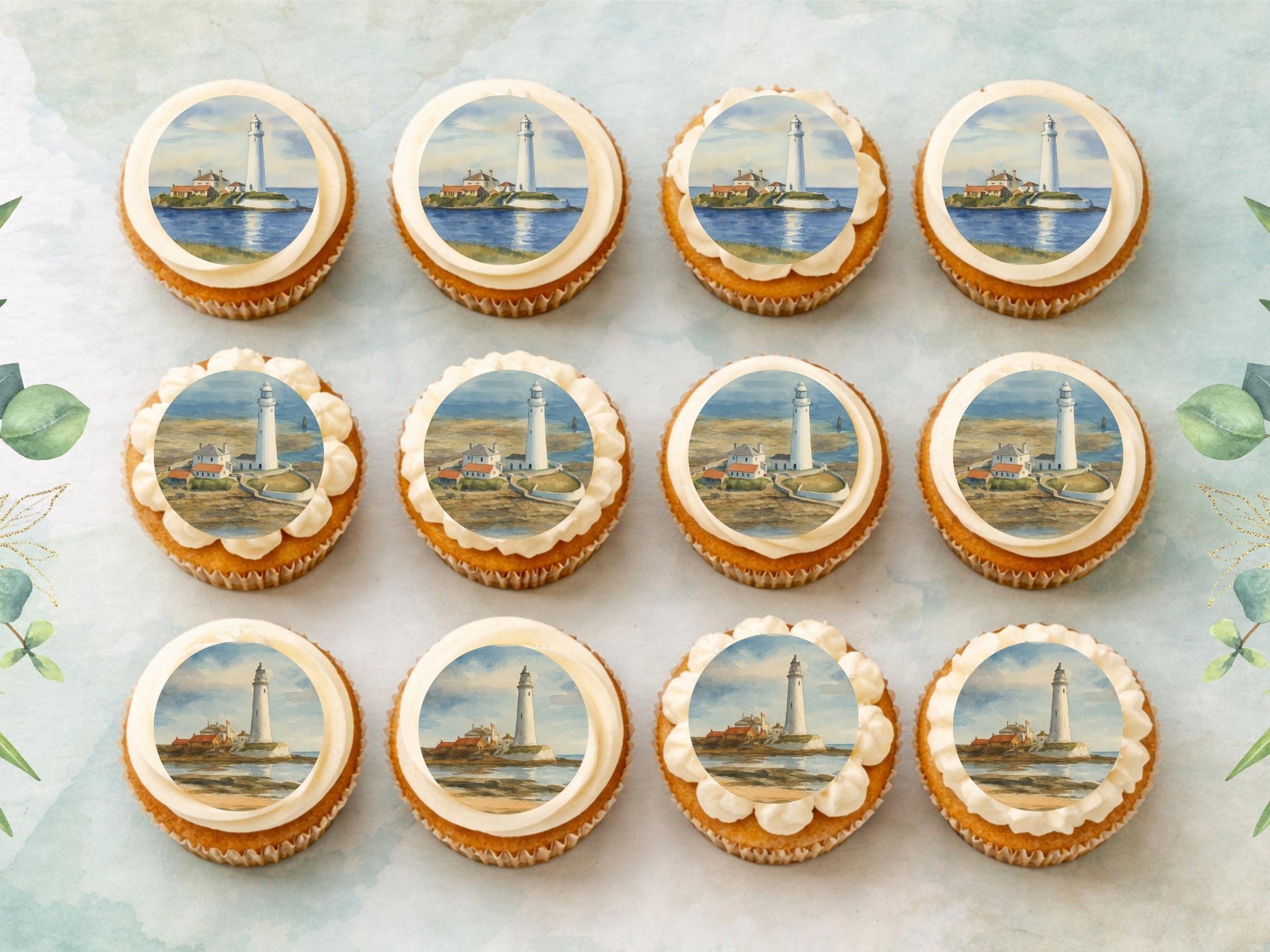 Lighthouse Cupcake Toppers – Coastal Cake Decorations (Pre-Cut)
