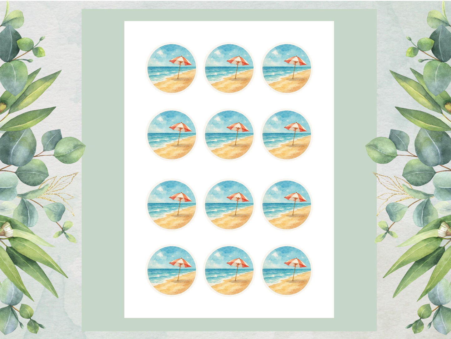 Beach Edible Cupcake Toppers – Coastal Cake Images