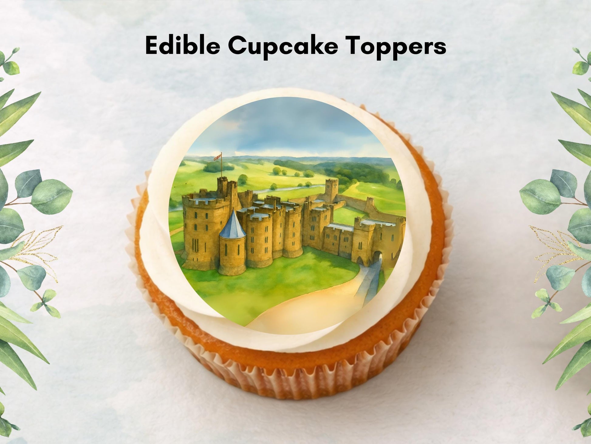 Alnwick Castle Edible Cupcake Toppers – Northumberland Landmark Cake Decor