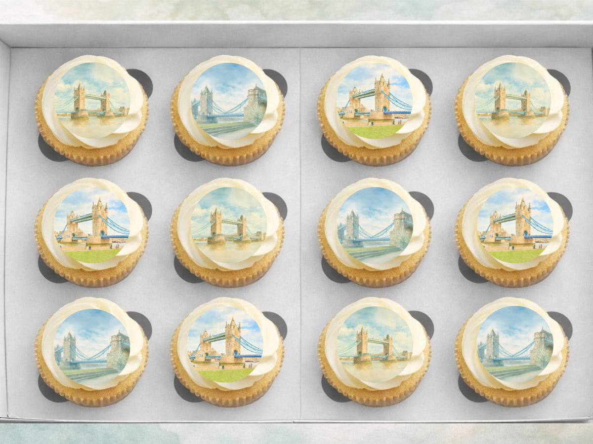 London Bridge Edible Cupcake Toppers – Pre-Cut Cake Decoration