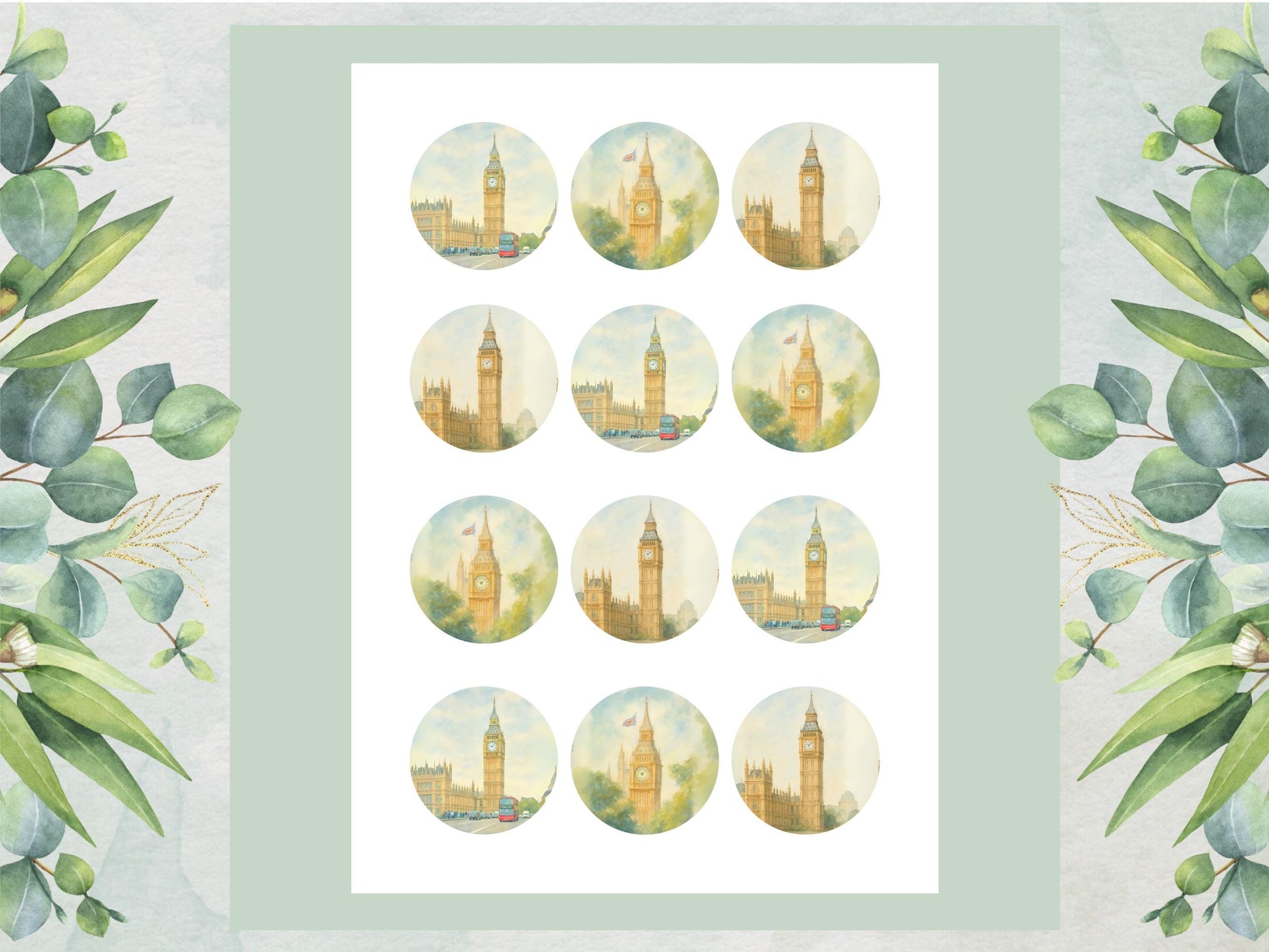 Big Ben Edible Cupcake Toppers – London Edible Cake Decoration