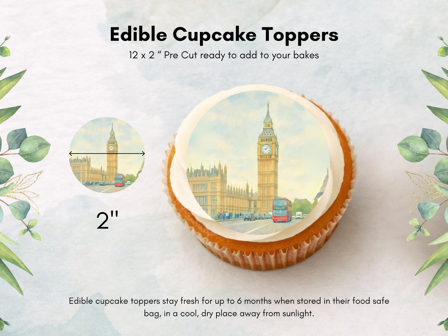 Big Ben Edible Cupcake Toppers – London Edible Cake Decoration