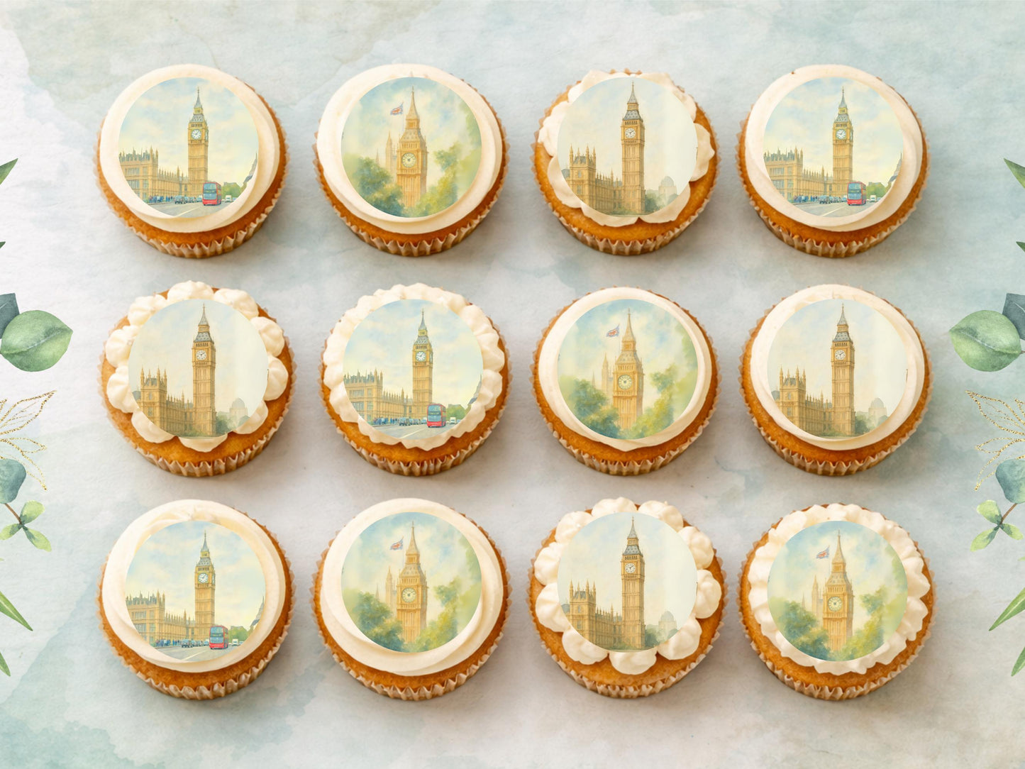 Big Ben Edible Cupcake Toppers – London Edible Cake Decoration