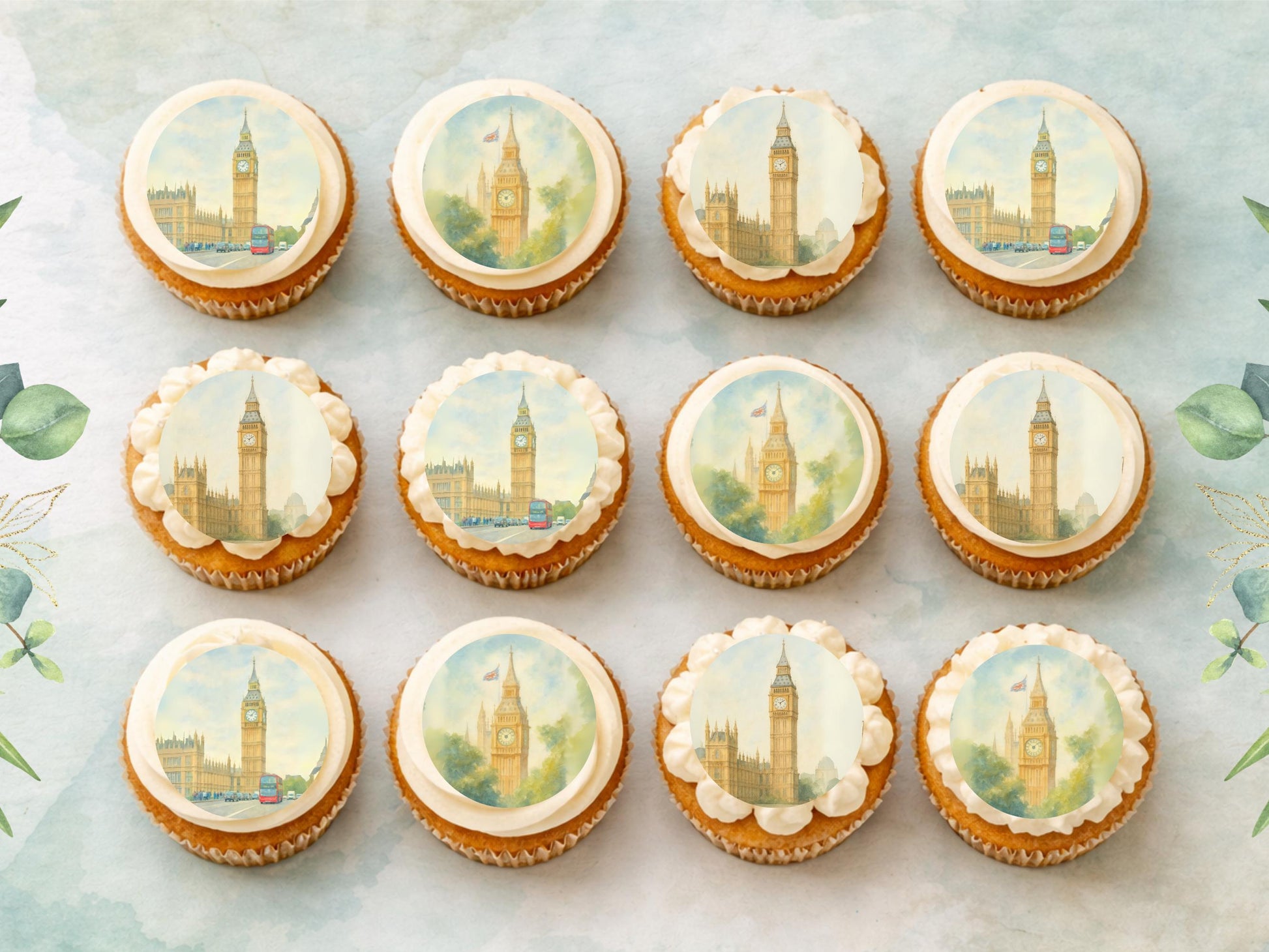 Big Ben Edible Cupcake Toppers – London Edible Cake Decoration