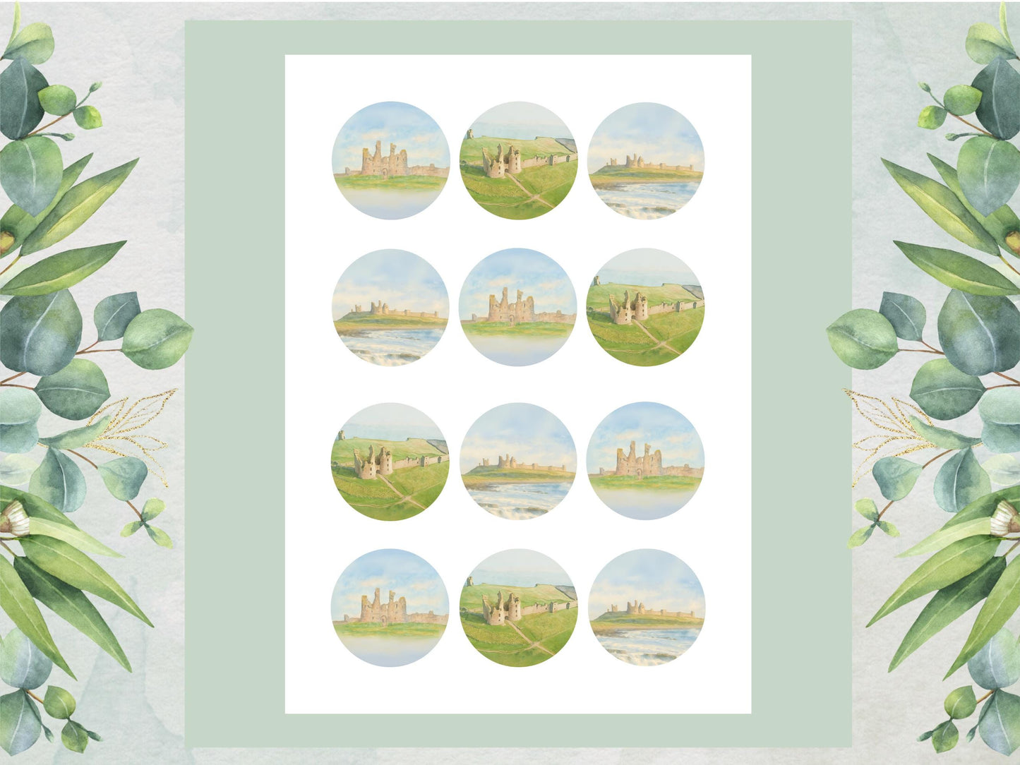 Dunstanburgh Castle Edible Cupcake Toppers – Northumberland Landmark Cake Decor