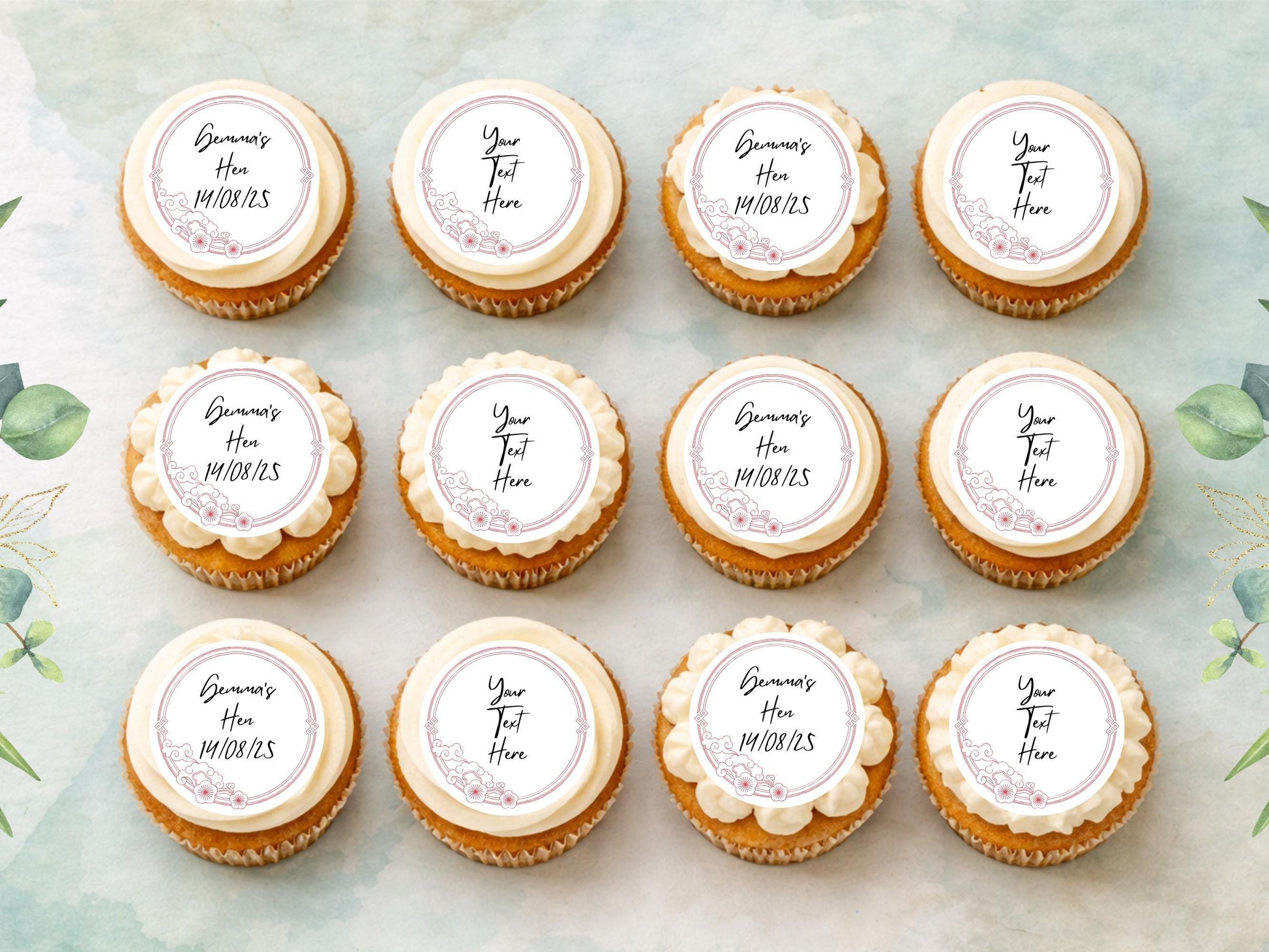 Personalized Hen Party Edible Cupcake Toppers – Wedding Favors