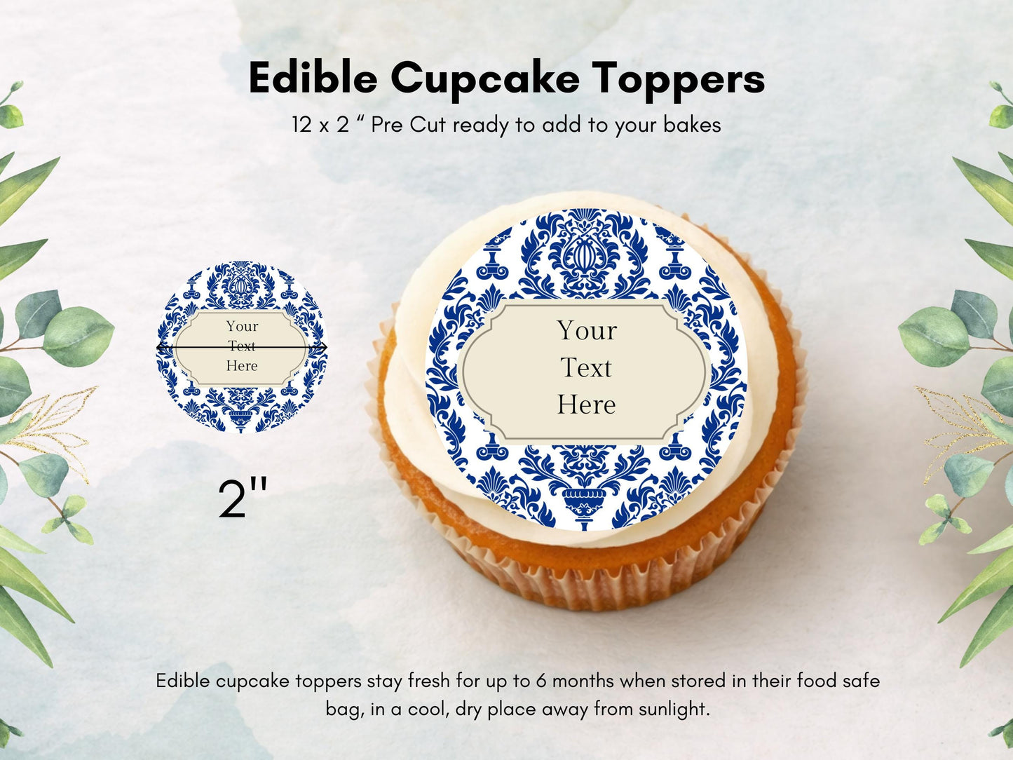 Personalized Edible Cupcake Toppers – Bridal Shower, Wedding Favors
