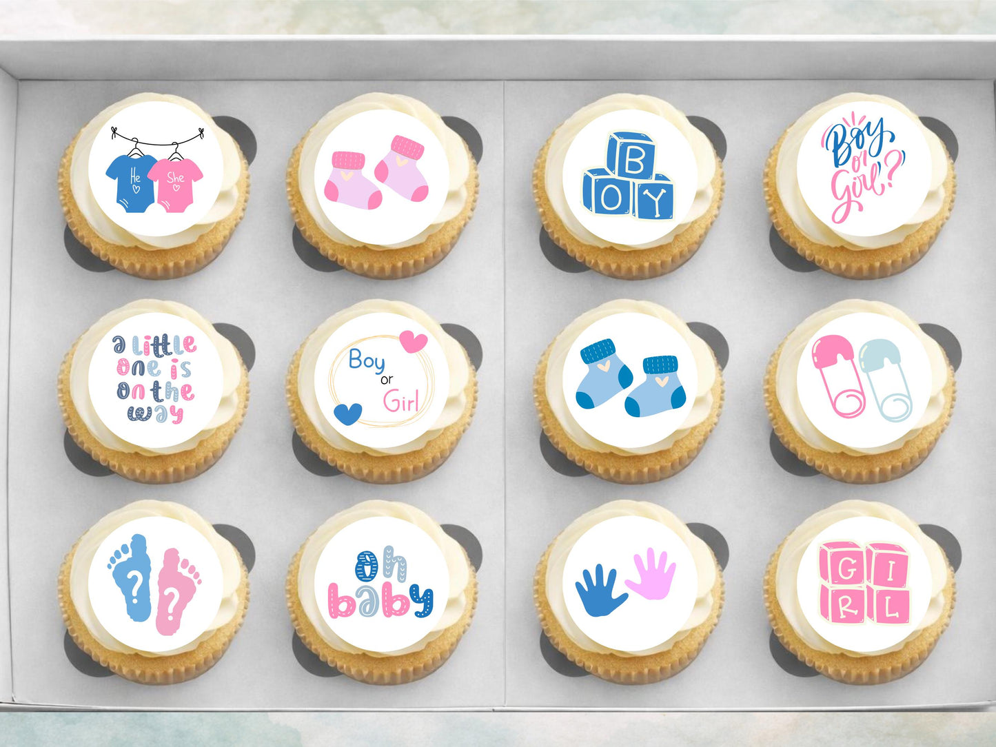 Pink & Blue Gender Reveal Cupcake Toppers – Edible 2" Decorations