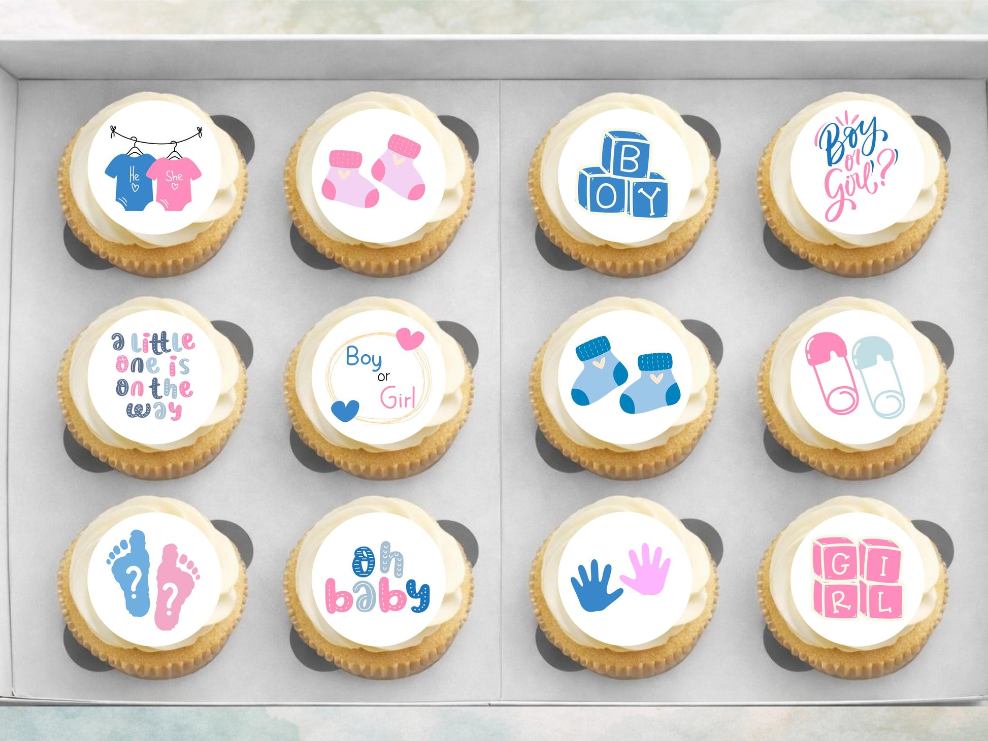 Pink & Blue Gender Reveal Cupcake Toppers – Edible 2" Decorations