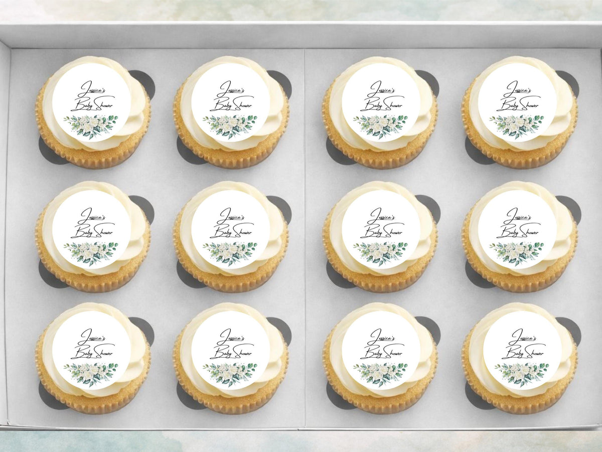 Personalised Edible Cupcake Toppers – Baby Shower Cake Decorations