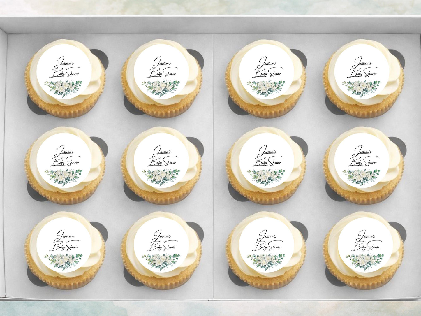 Personalised Edible Cupcake Toppers – Baby Shower Cake Decorations