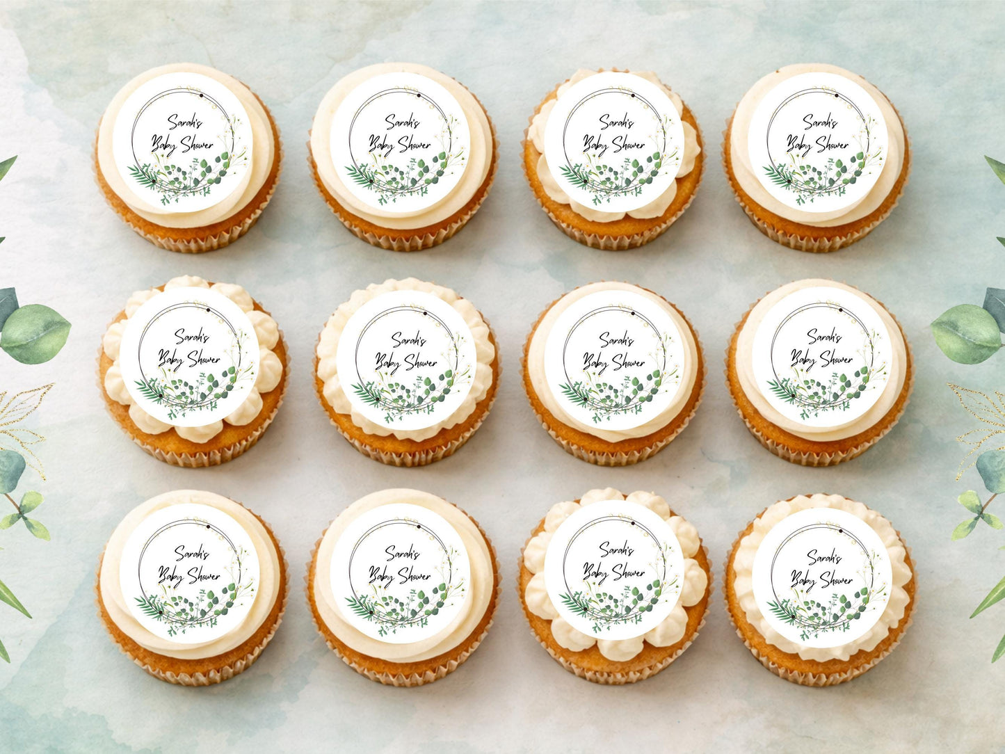 Personalised Edible Cupcake Toppers – Baby Shower Cake Decorations