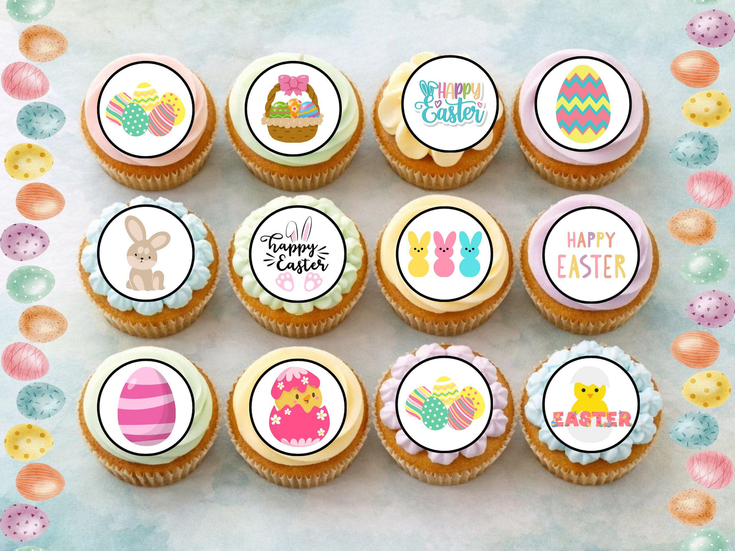 Easter Cupcake Toppers – Bunny, Chick & Egg, 2" Edible Decorations