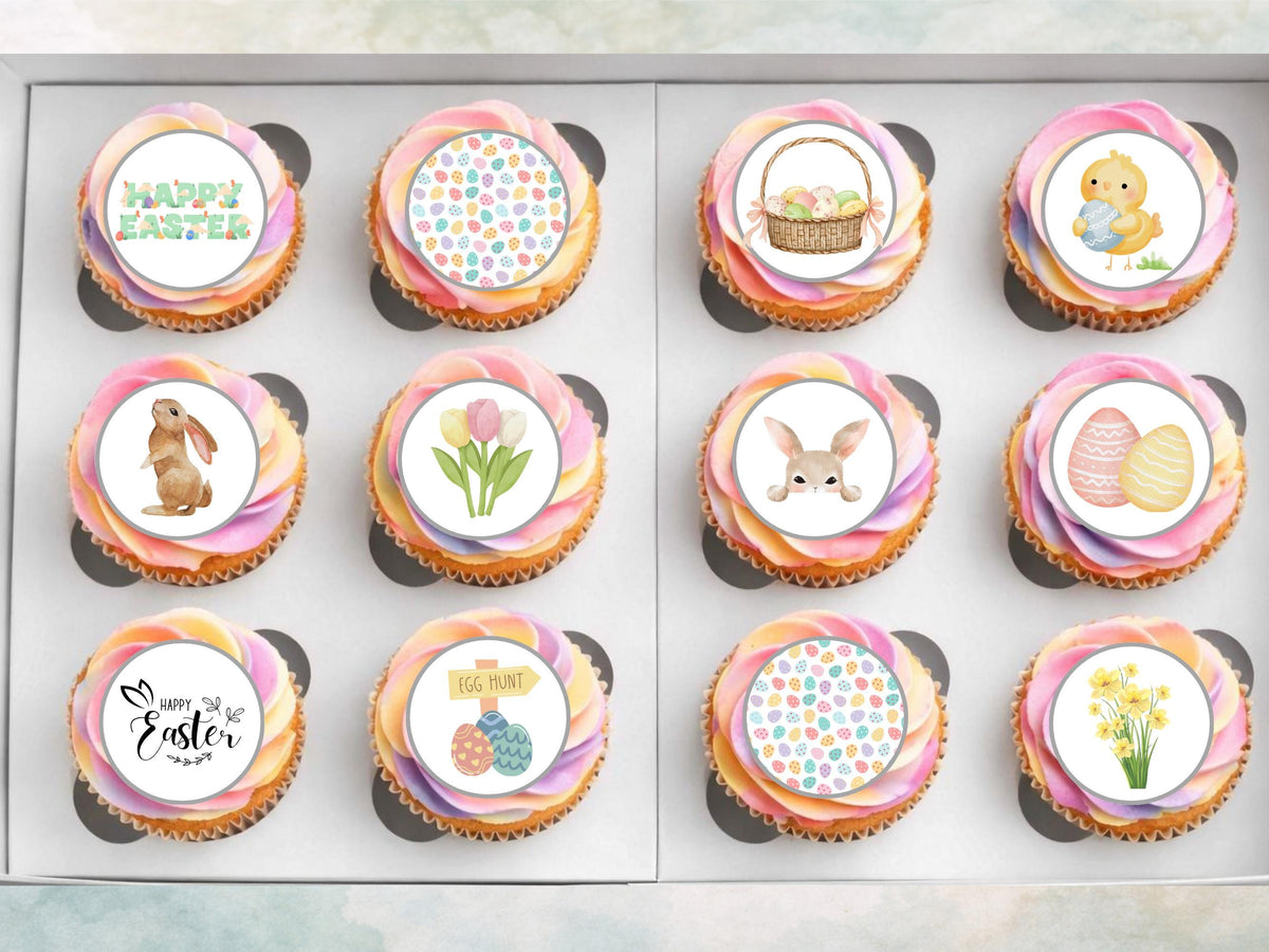 Easter Edible Cupcake Toppers: Bunny, Chick & Egg - Cake Decorations
