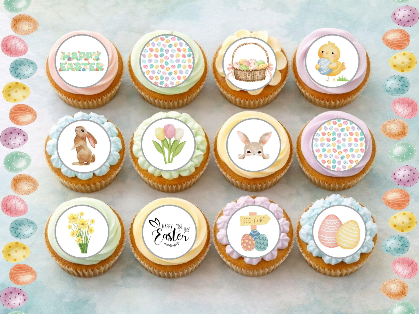 Easter Cupcake Toppers: Bunny, Chick & Egg - Edible Decorations