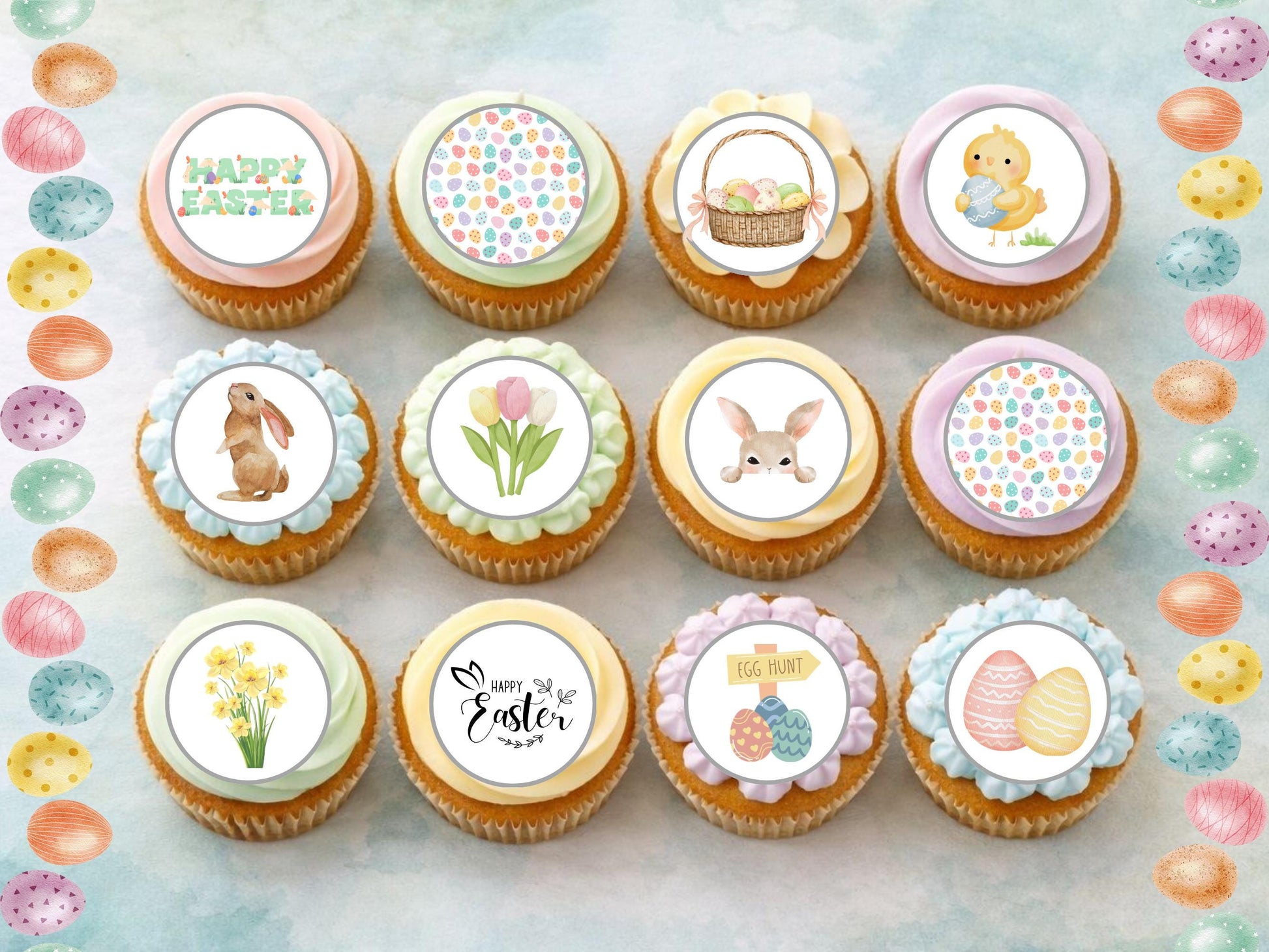 Easter Cupcake Toppers: Bunny, Chick & Egg - Edible Decorations