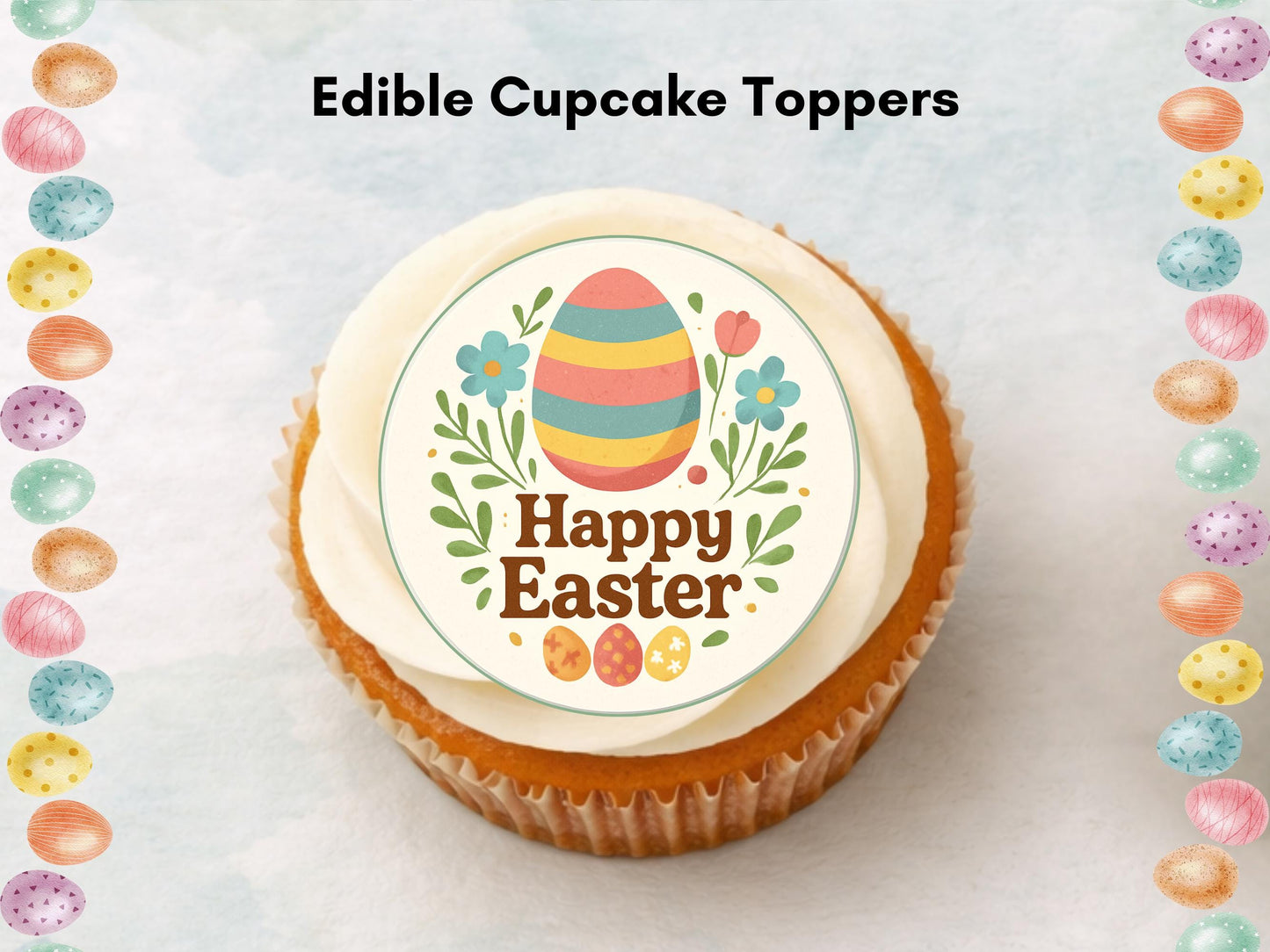 Happy Easter Edible Cupcake Toppers – Easter Cake Decorations