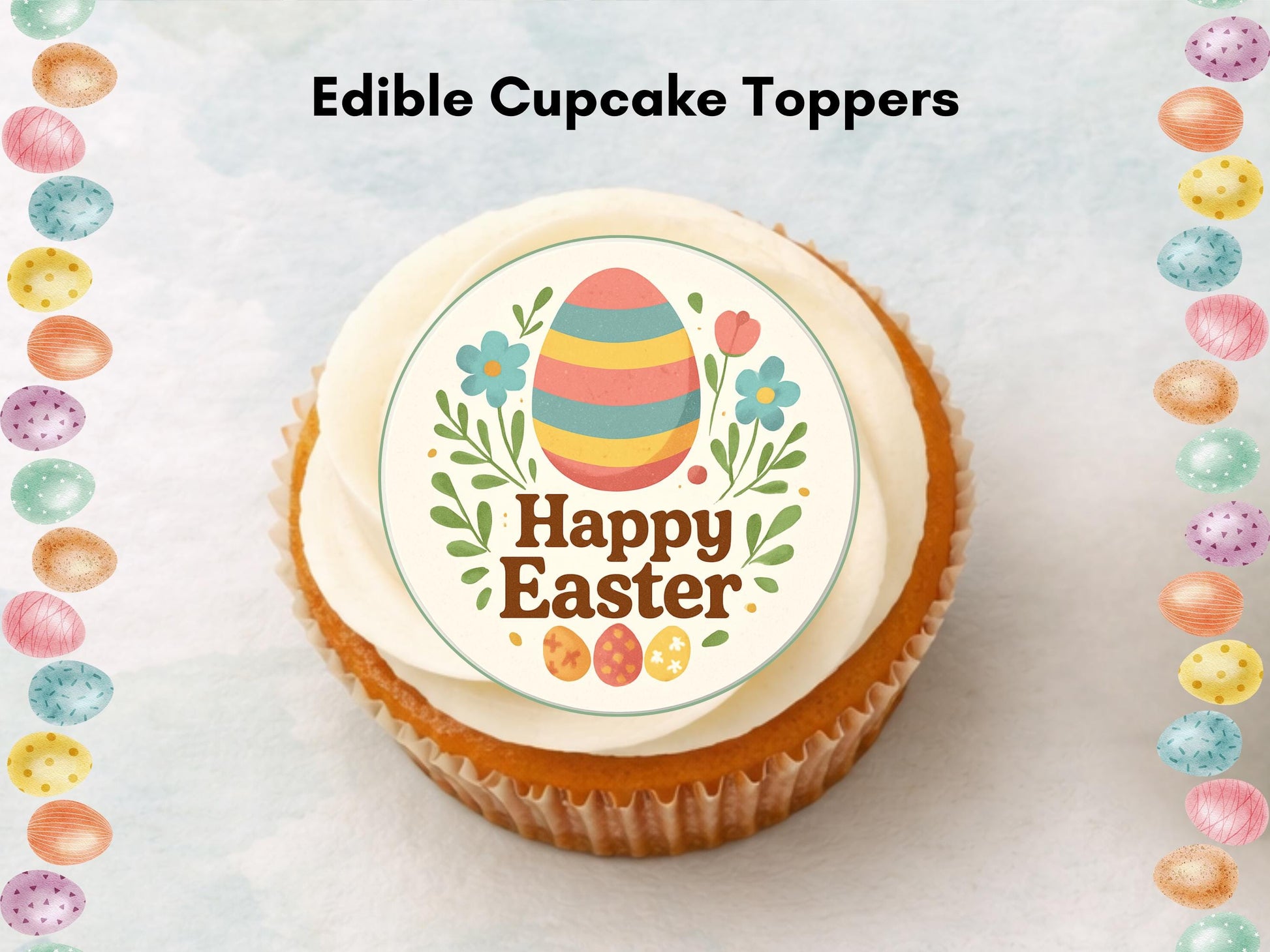 Happy Easter Edible Cupcake Toppers – Easter Cake Decorations