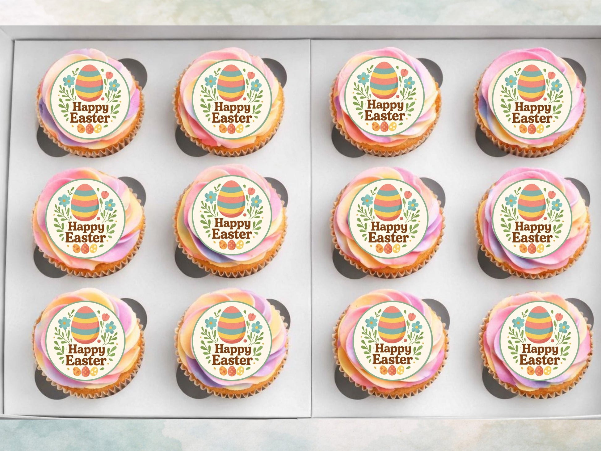Happy Easter Edible Cupcake Toppers – Easter Cake Decorations