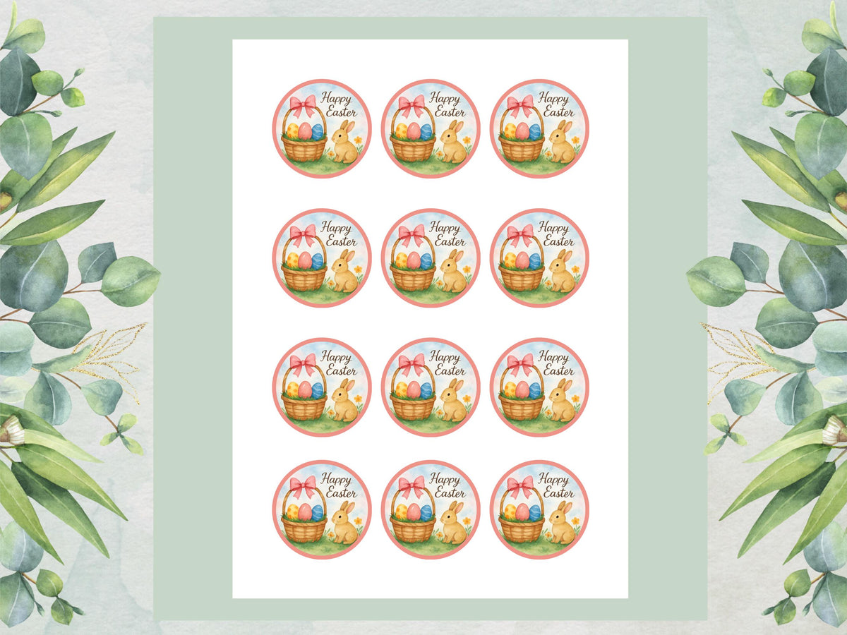 Happy Easter Edible Cupcake Toppers – Easter Bunny Cake Decorations