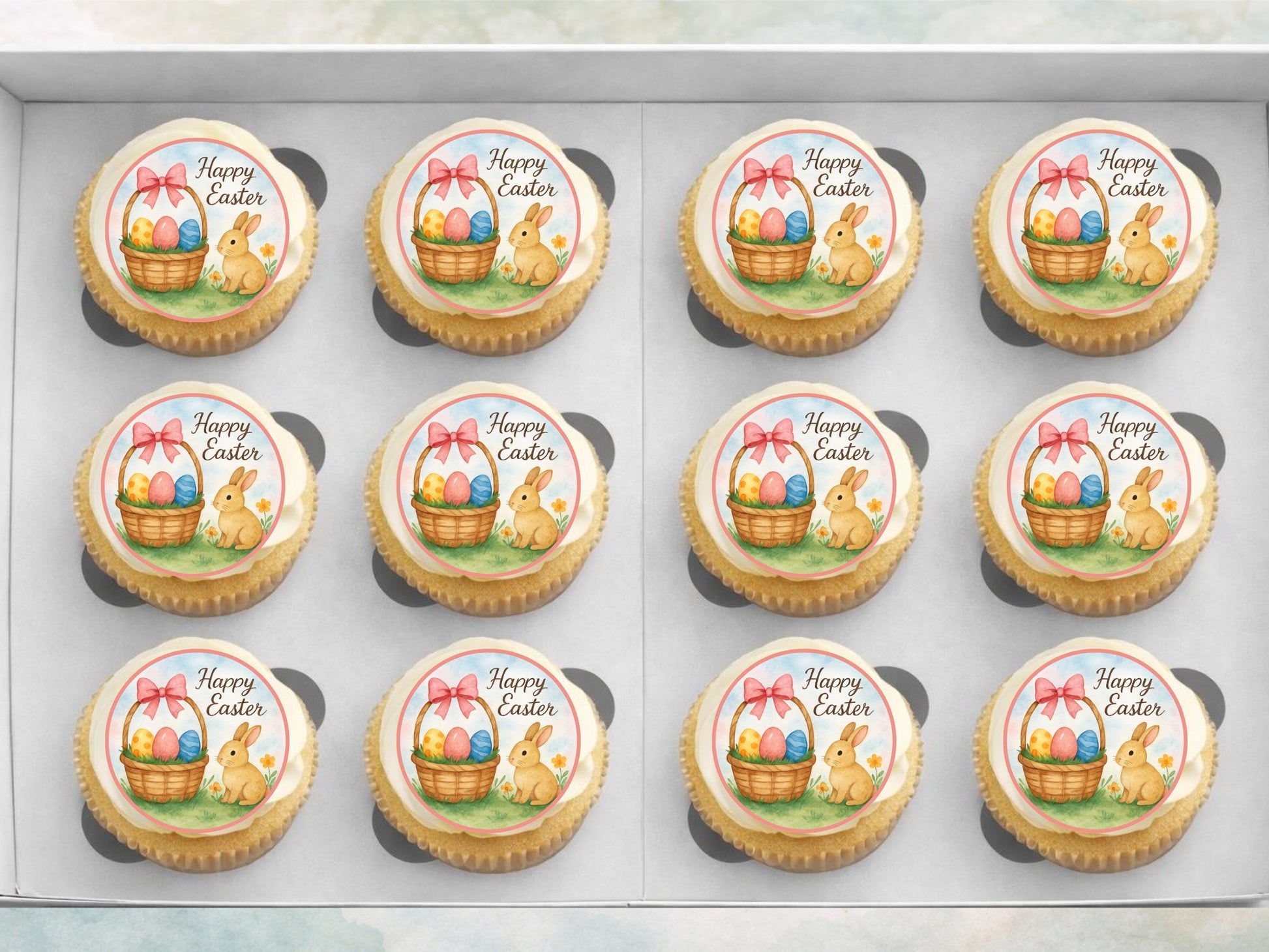 Happy Easter Edible Cupcake Toppers – Easter Bunny Cake Decorations