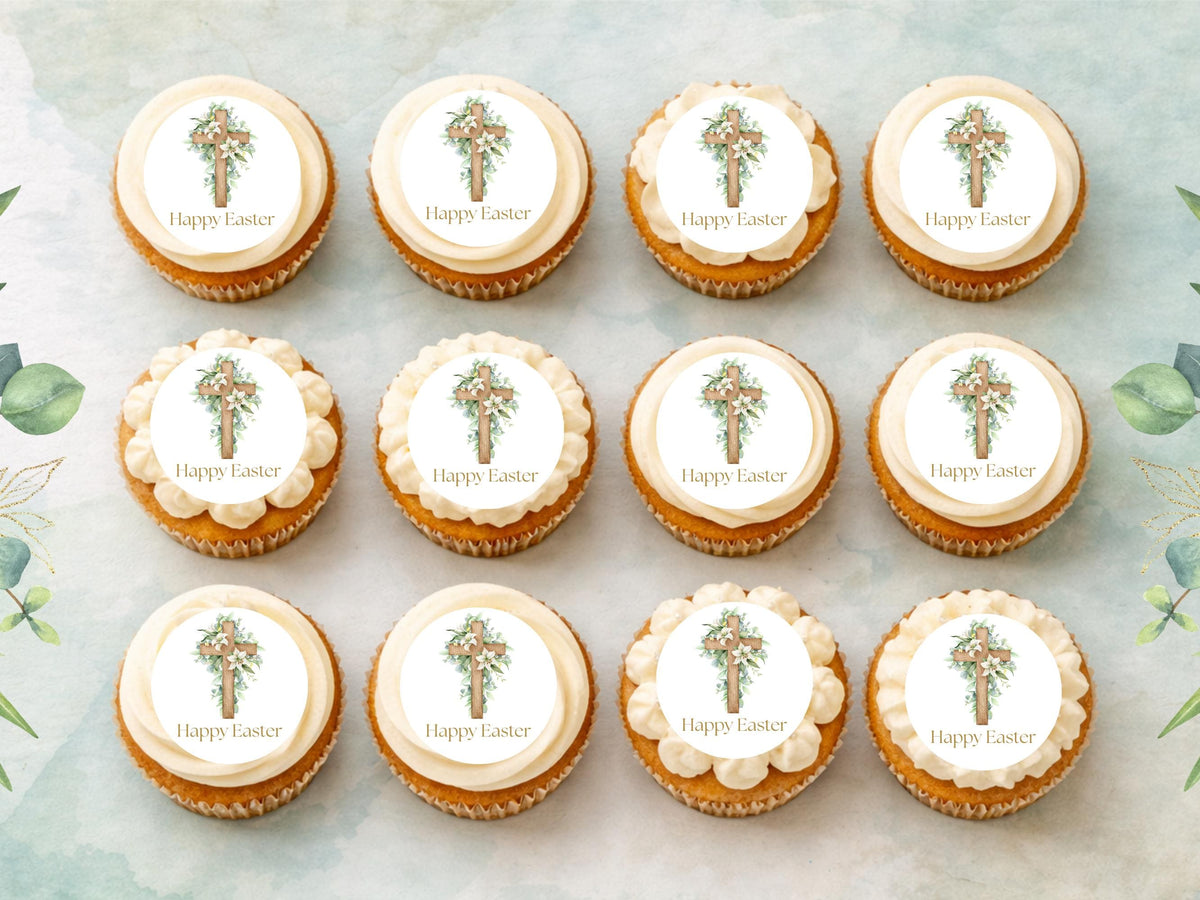 Easter Edible Cupcake Toppers – Religious Cake Decorations