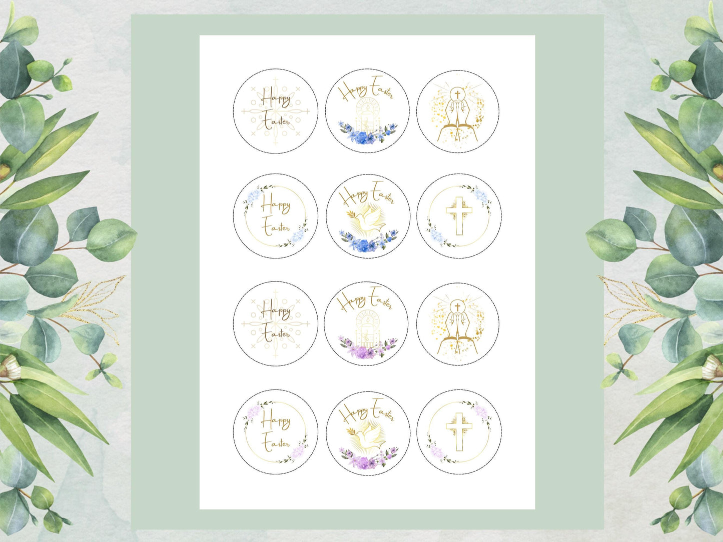 Happy Easter Edible Cupcake Toppers – Religious Cake Decorations